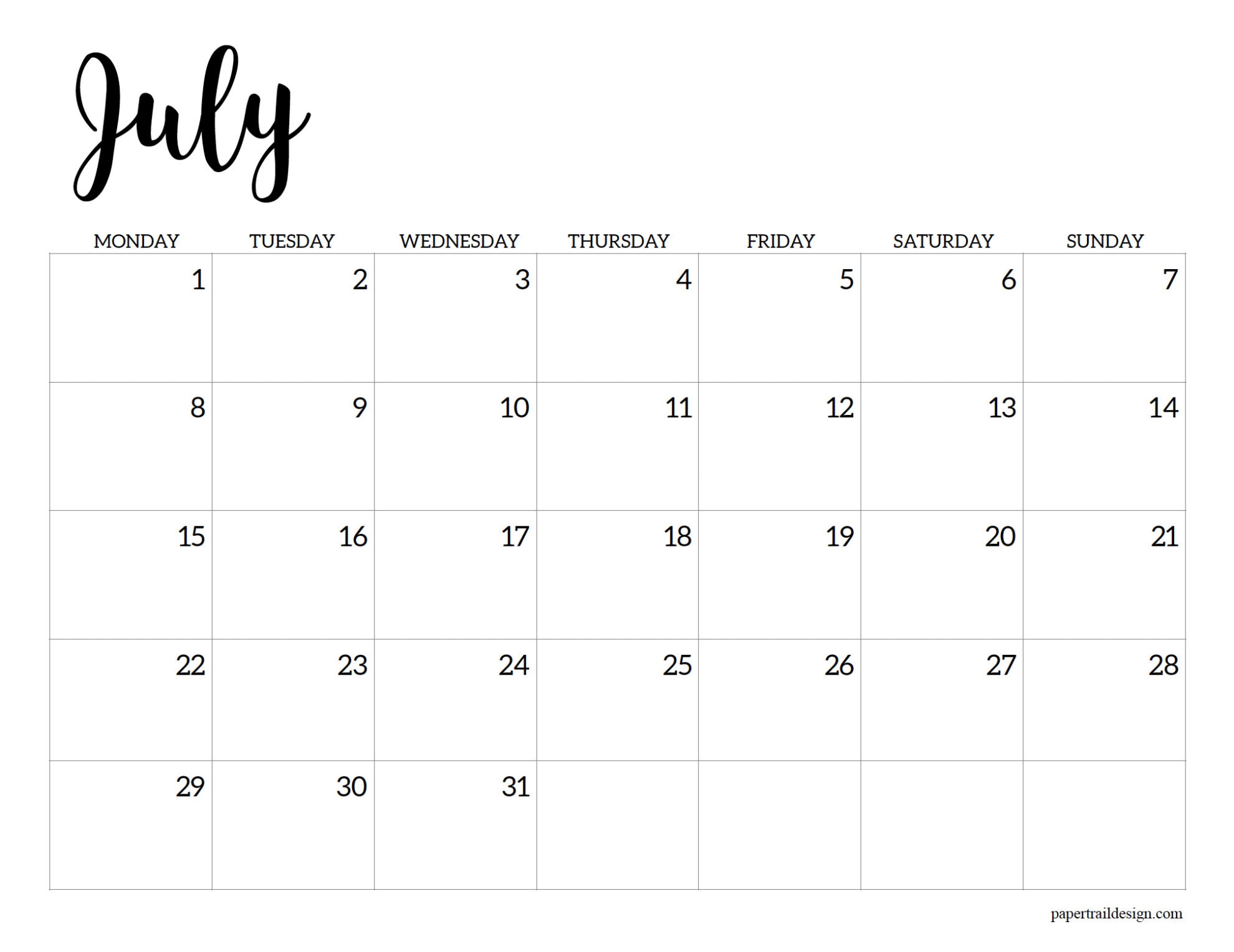 2024 2025 Printable School Calendar Paper Trail Design