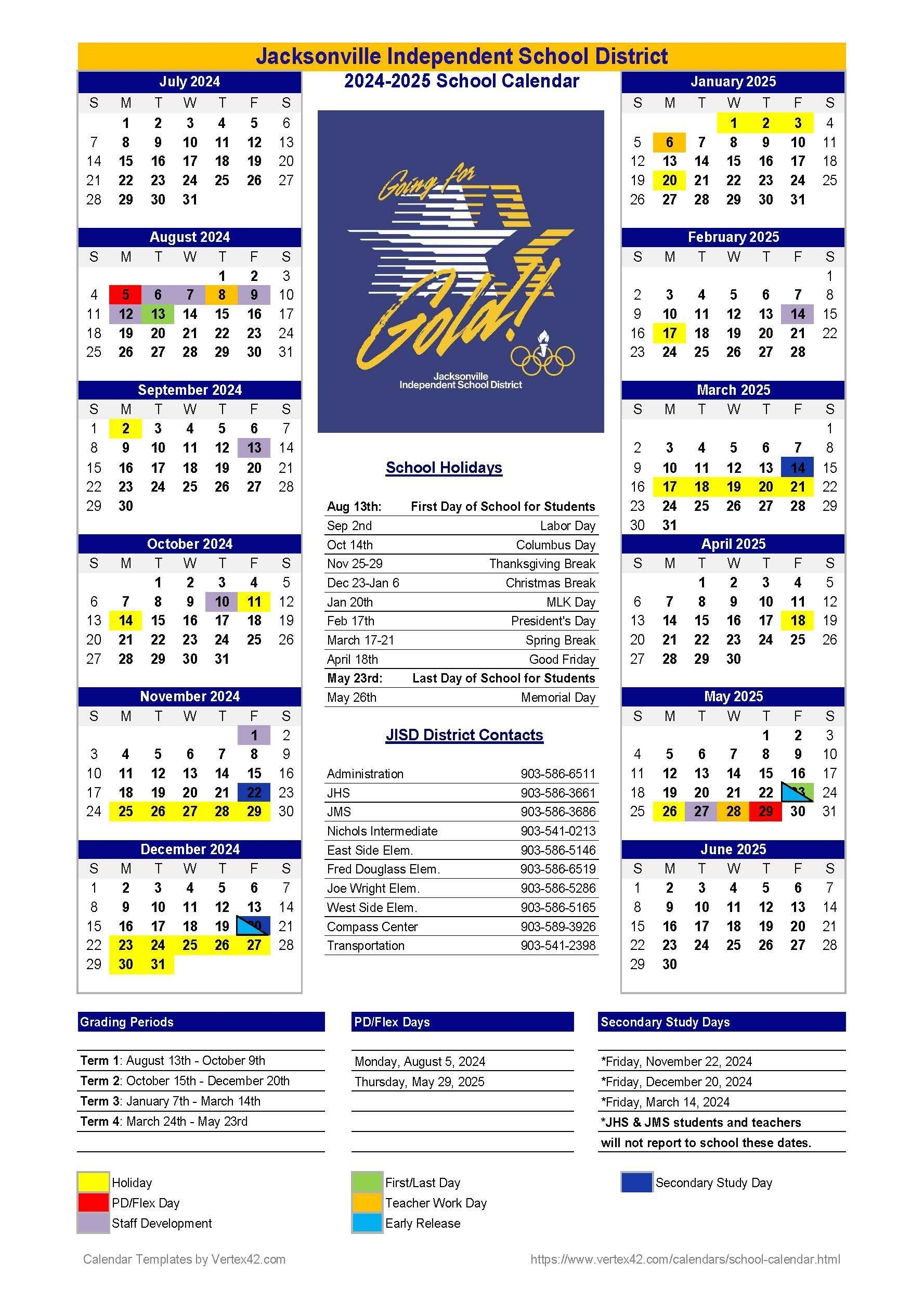 2024 25 School Calendar JISD Policies U0026 Forms Jacksonville ISD