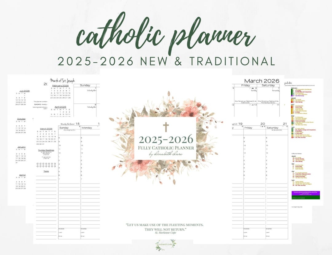 2025 2026 Catholic Planner Printable PDF Daybook Daily Weekly 