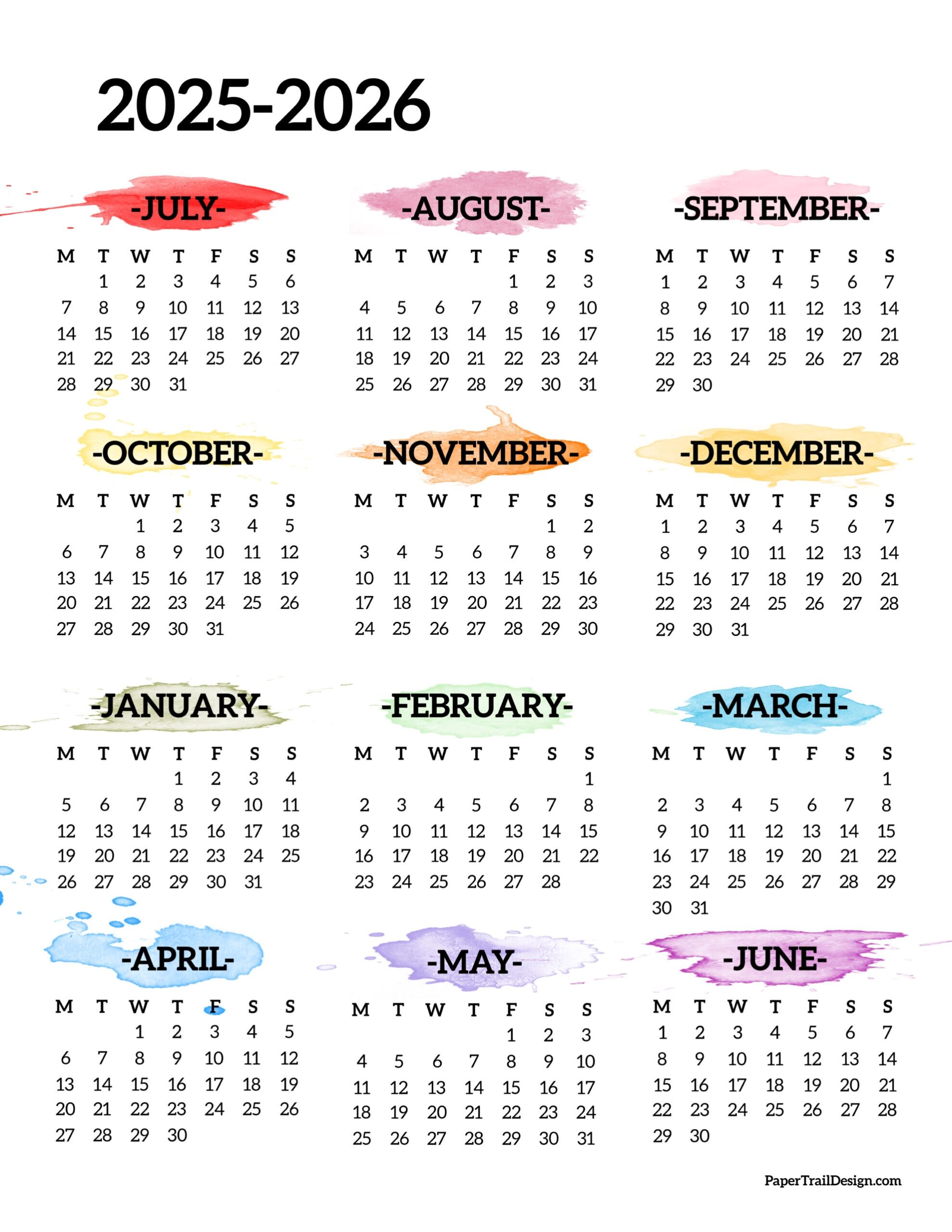 July 2025-June 2026 Calendar Pdf