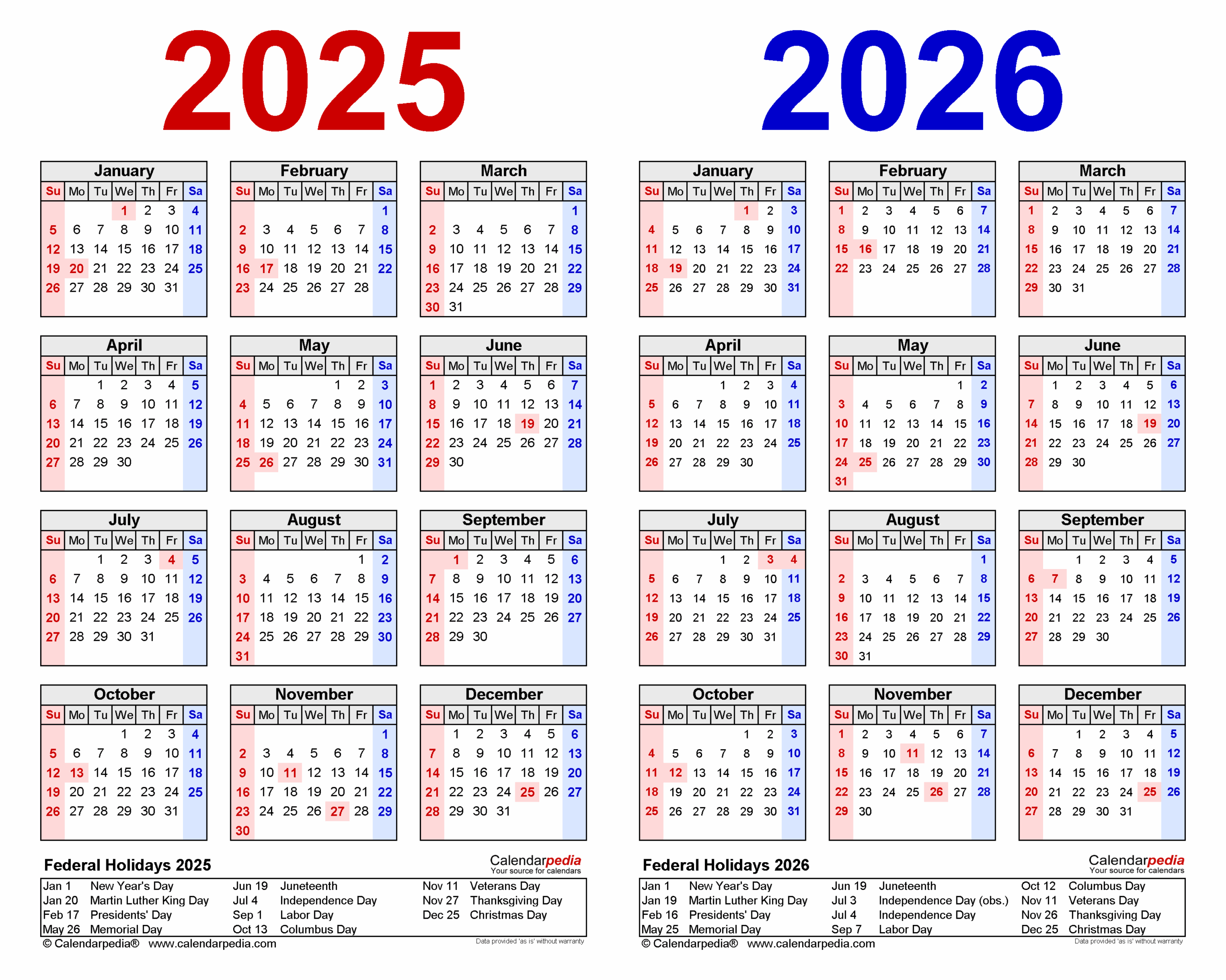 July 2025-July 2026 Calendar