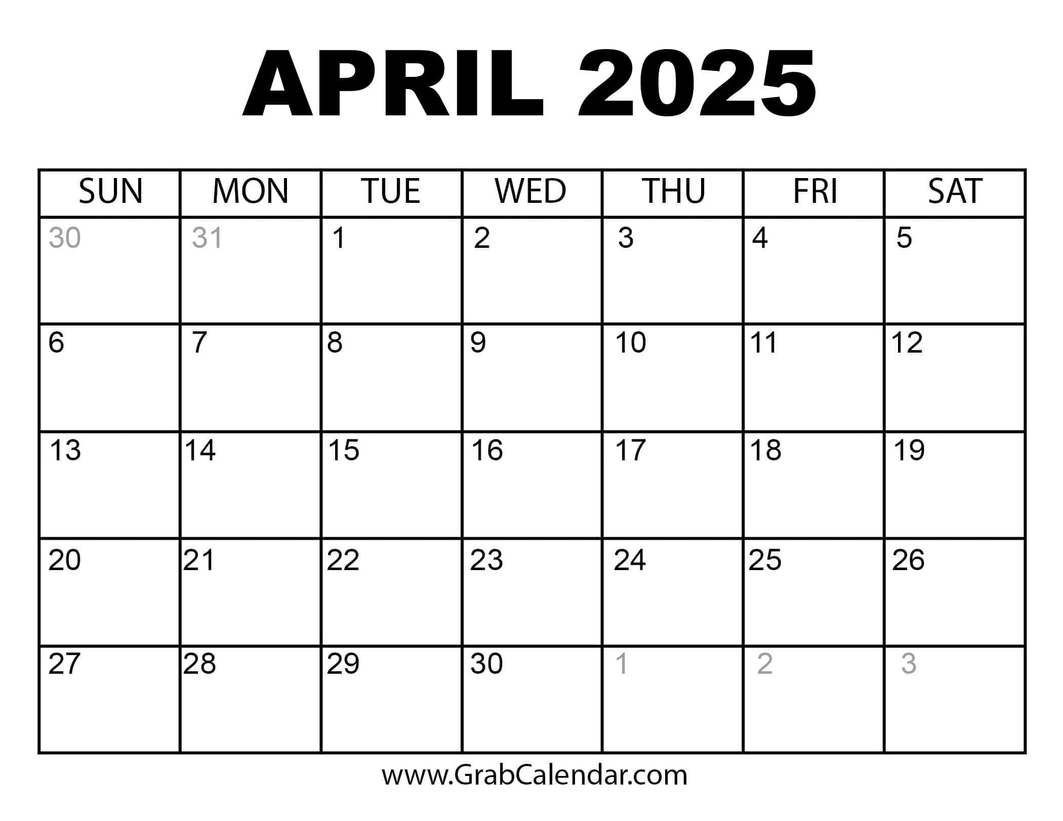2025 Calendar Grab Calendar