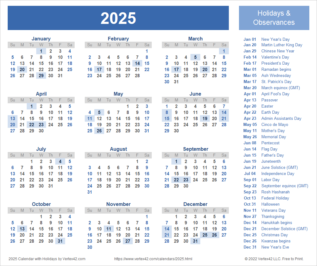 December 2025 Excel Calendar