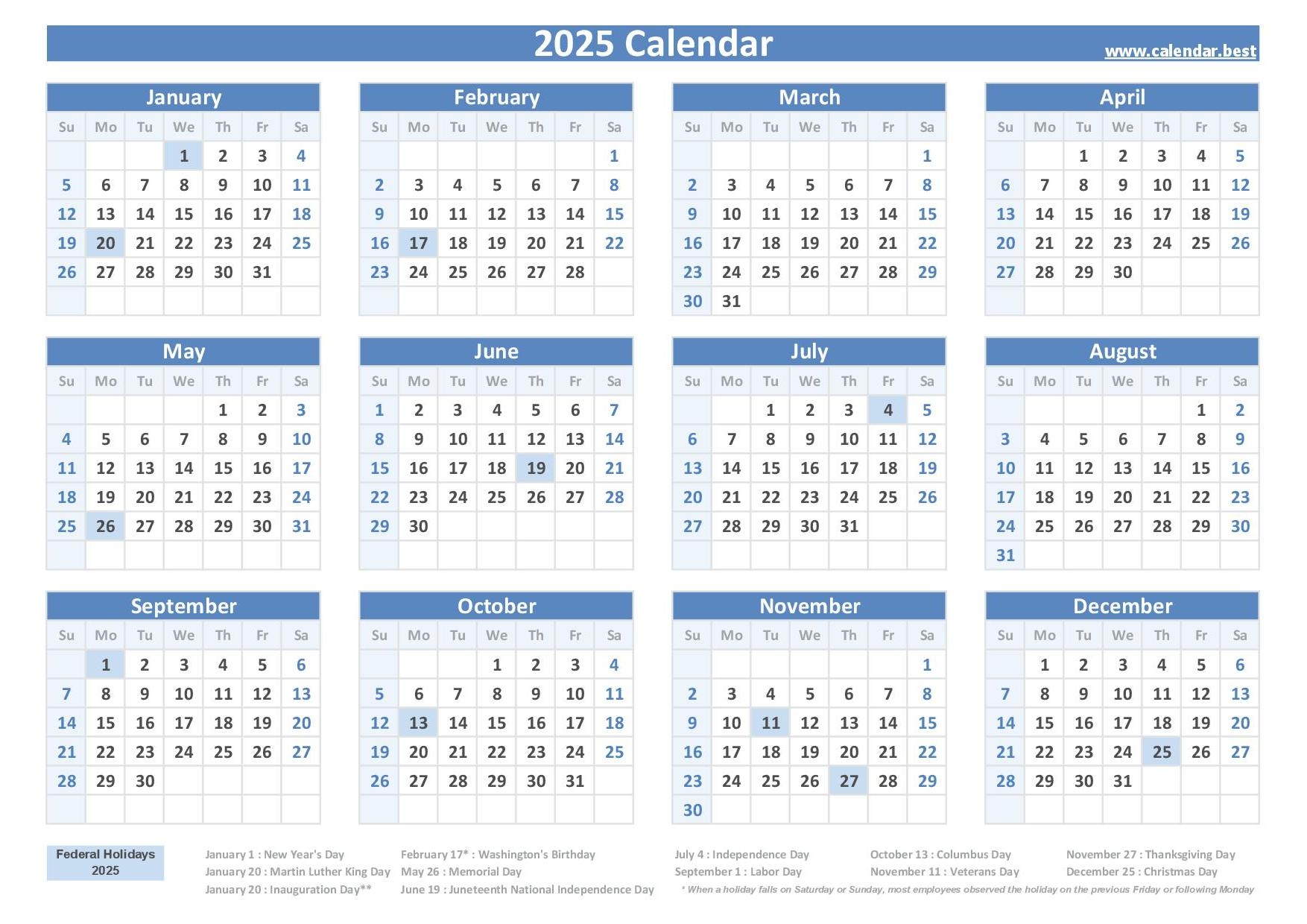 December 2025 Calendar National Holidays