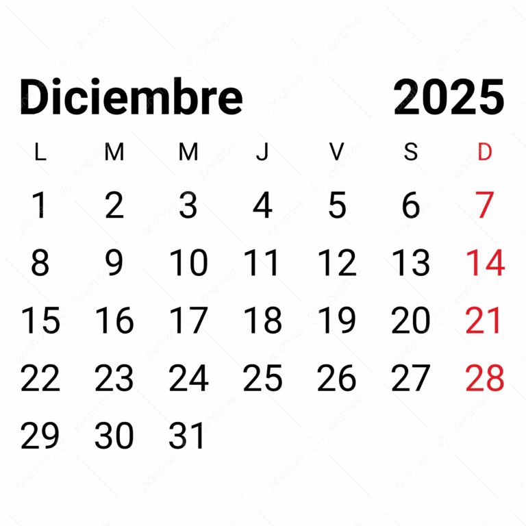 2025 December Monthly Spanish Calendar Vector 2025 December Monthly Spanish Calendar 2025 December Calendar PNG And Vector With Transparent Background For Free Download