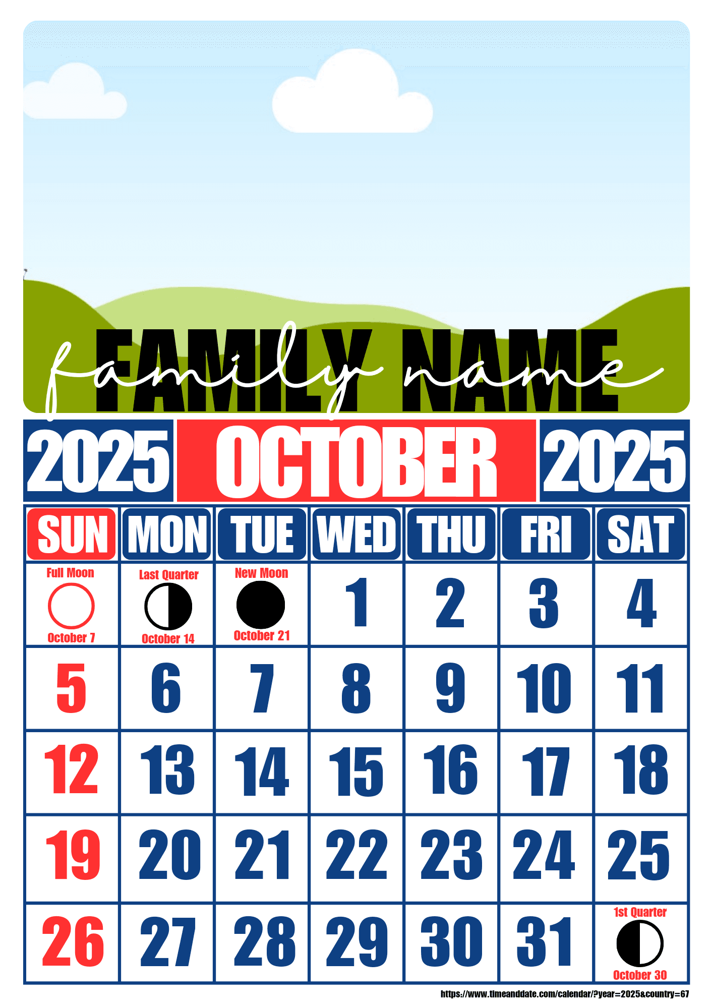 Calendar October 2025 Philippines