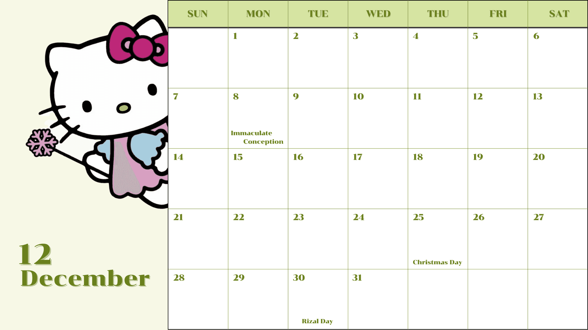  2025 Hello Kitty Calendar Canva Template By Kjc creativedesigns Raket PH