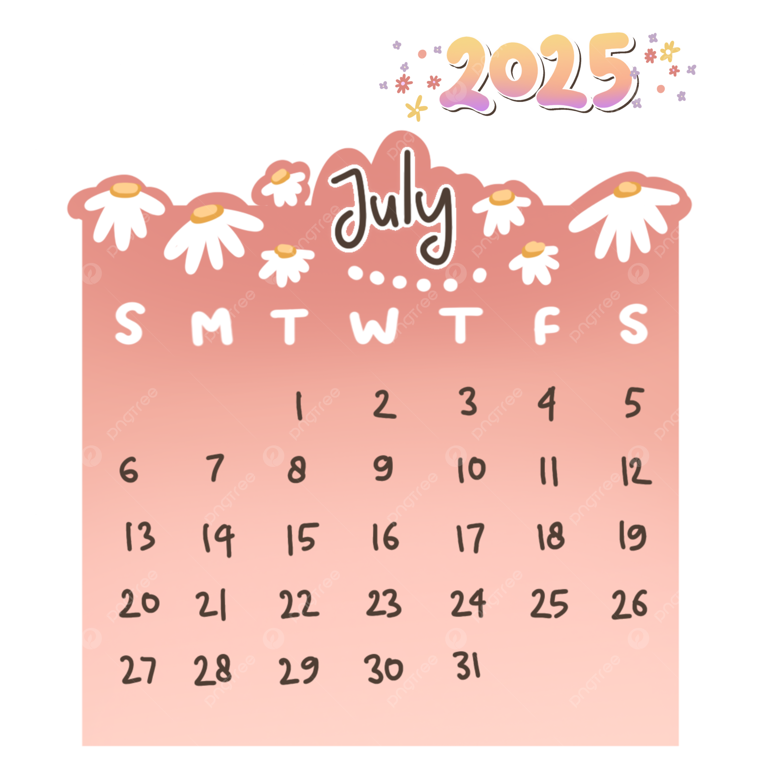 July 2025 Calendar Clip Art