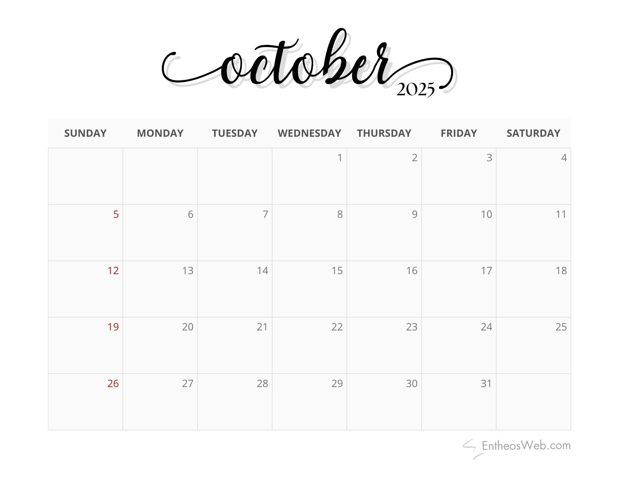 2025 Monthly Calendar Black And White EntheosWeb