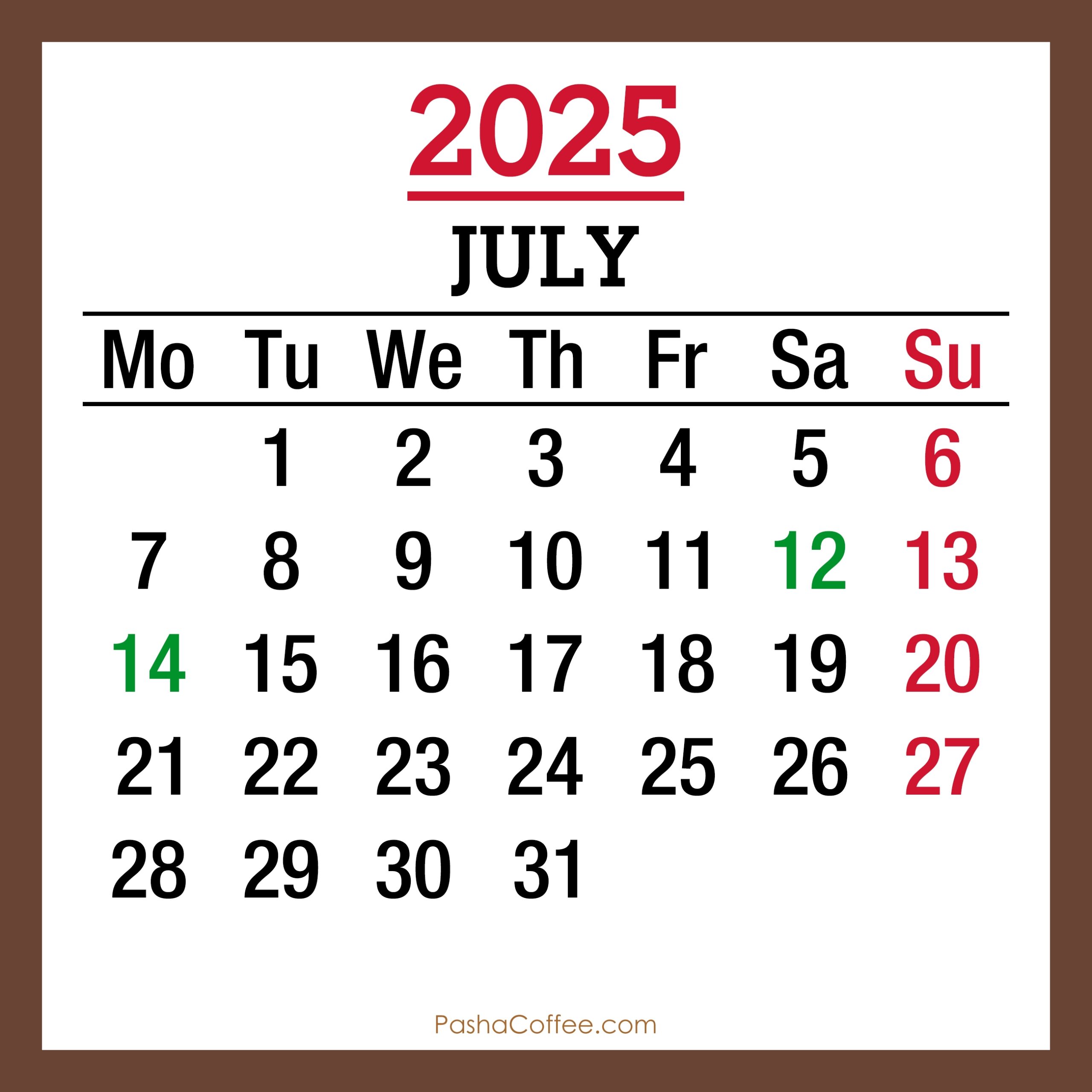 July 2025 Calendar Uk