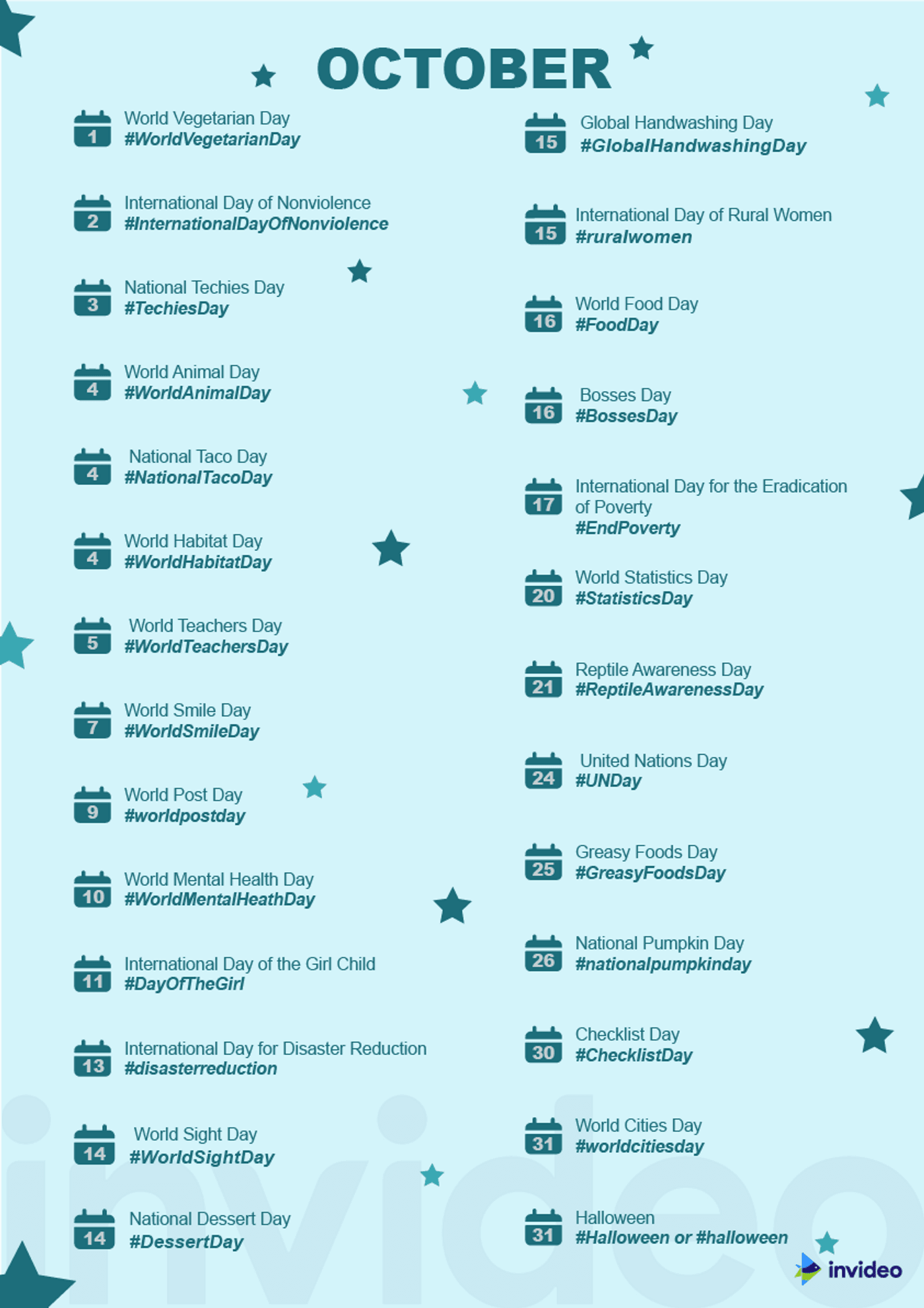 Social Media Calendar October 2025