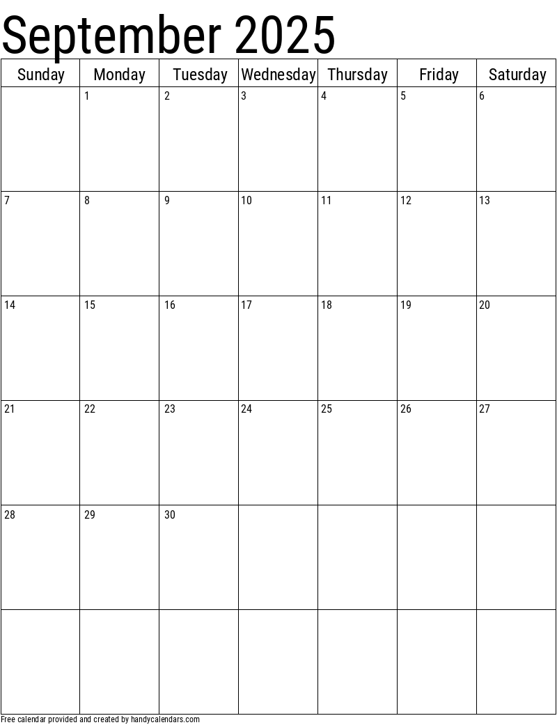 2025 September Calendars Handy Calendars
