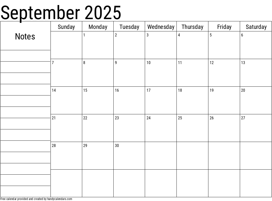 2025 September Calendars Handy Calendars