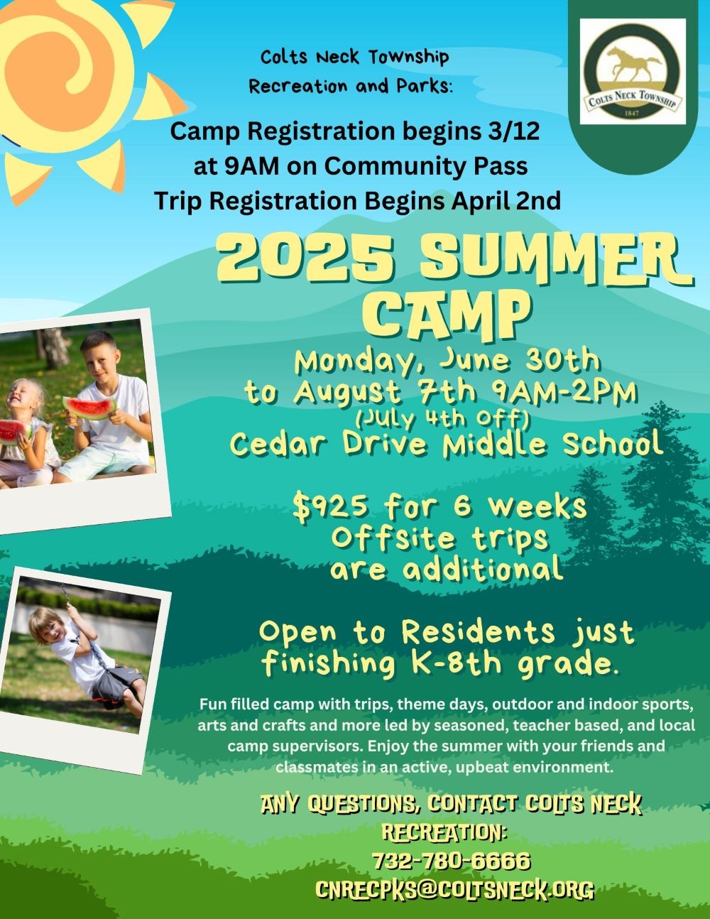 2025 Summer Camp Registration Colts Neck Township