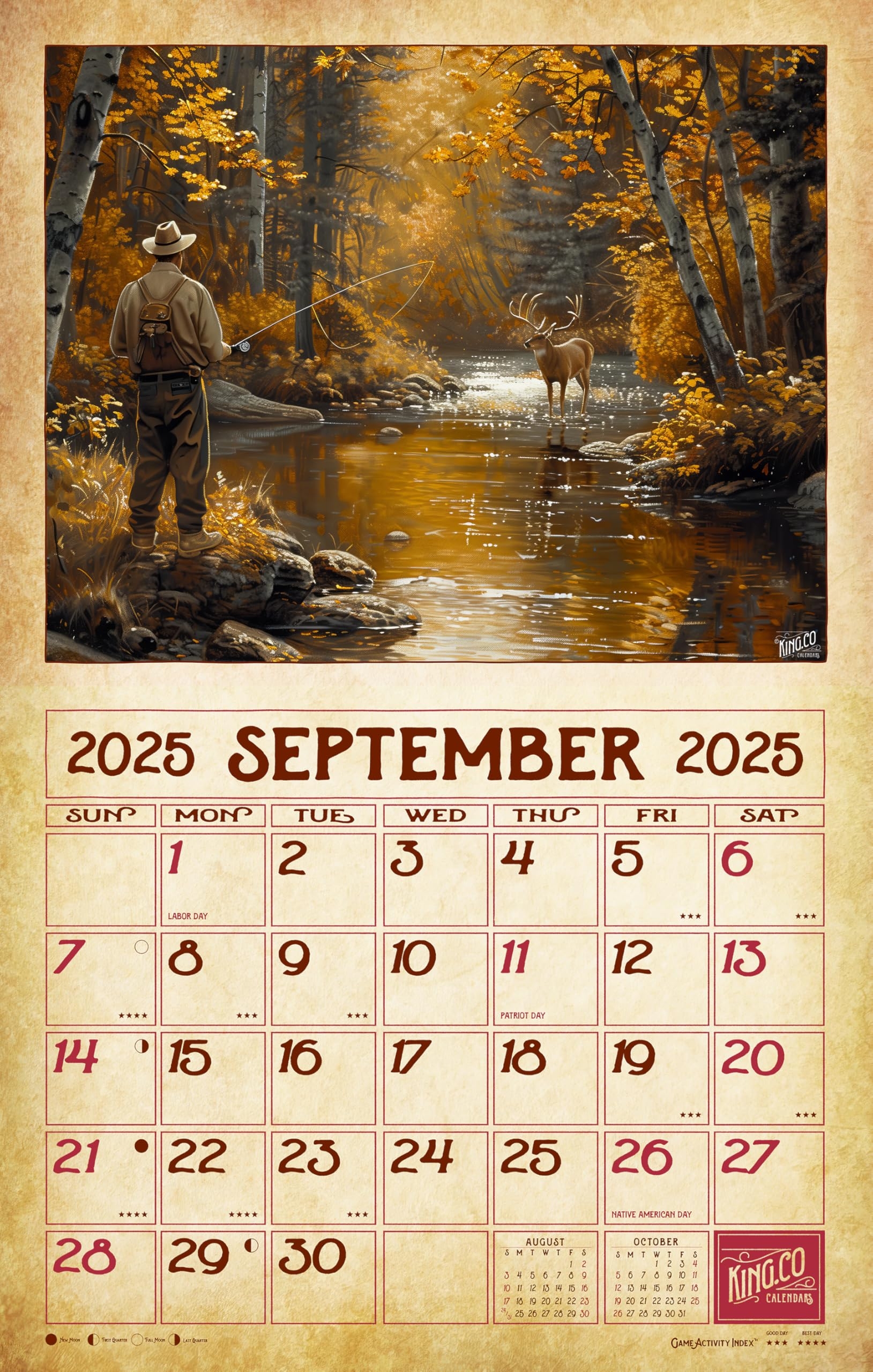 2025 Vintage Fishing Wall Calendar 16 Month X Large Size 14x22 Best Retro Country Living Calendar By The KING Company Monster Calendars Amazon co uk Stationery U0026 Office Supplies