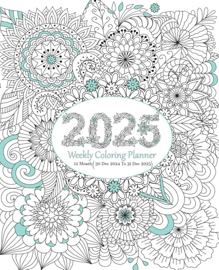 2025 Weekly Coloring Planner 12 Month 30 Dec 2024 To 31 Dec 2025 With Federal Holidays And Observances With A Relaxing Coloring Pages