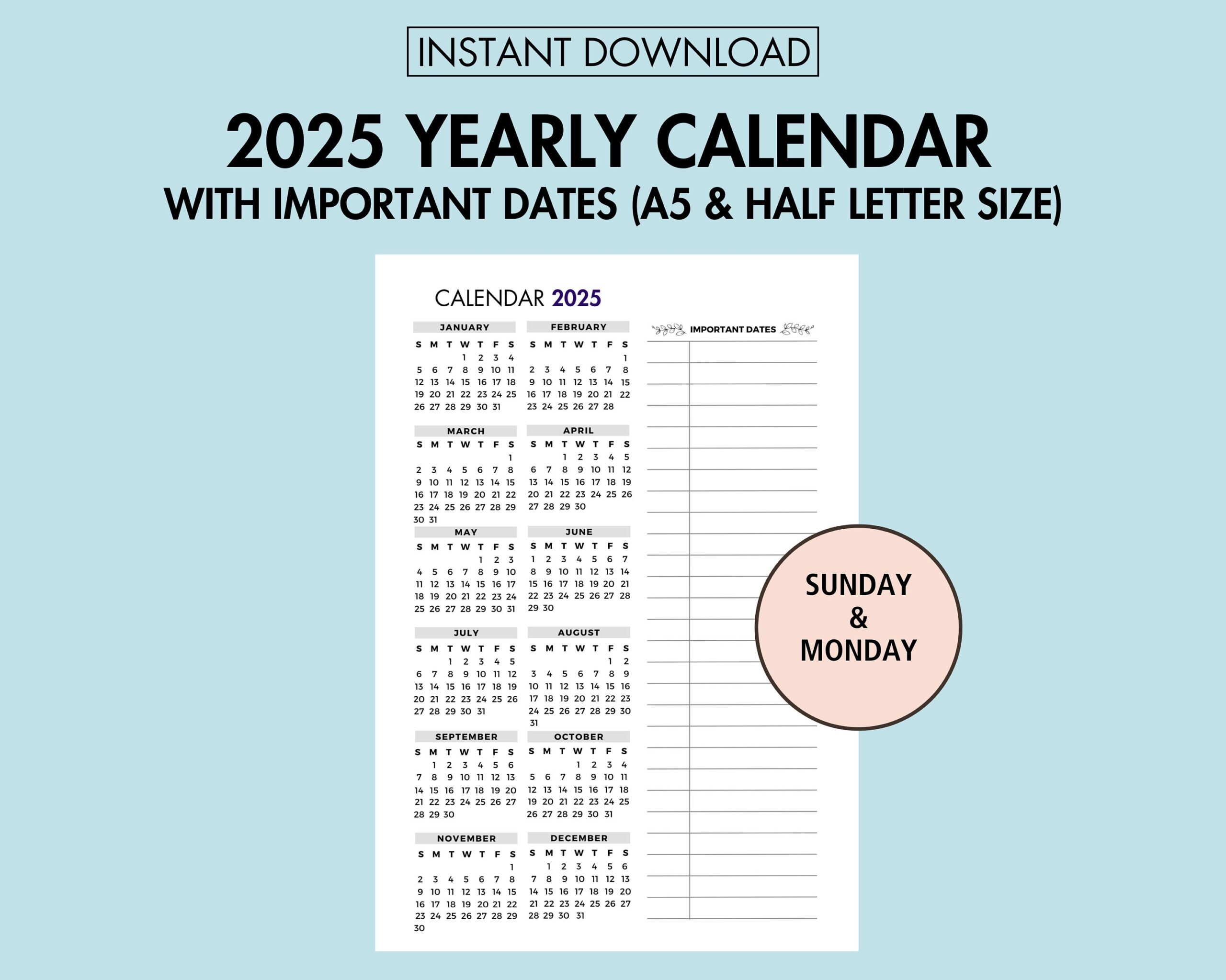 December 2025 Calendar Important Dates