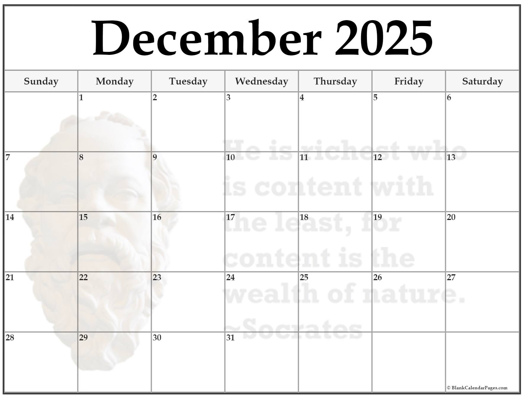December 2025 Blank Calendar Printable Free