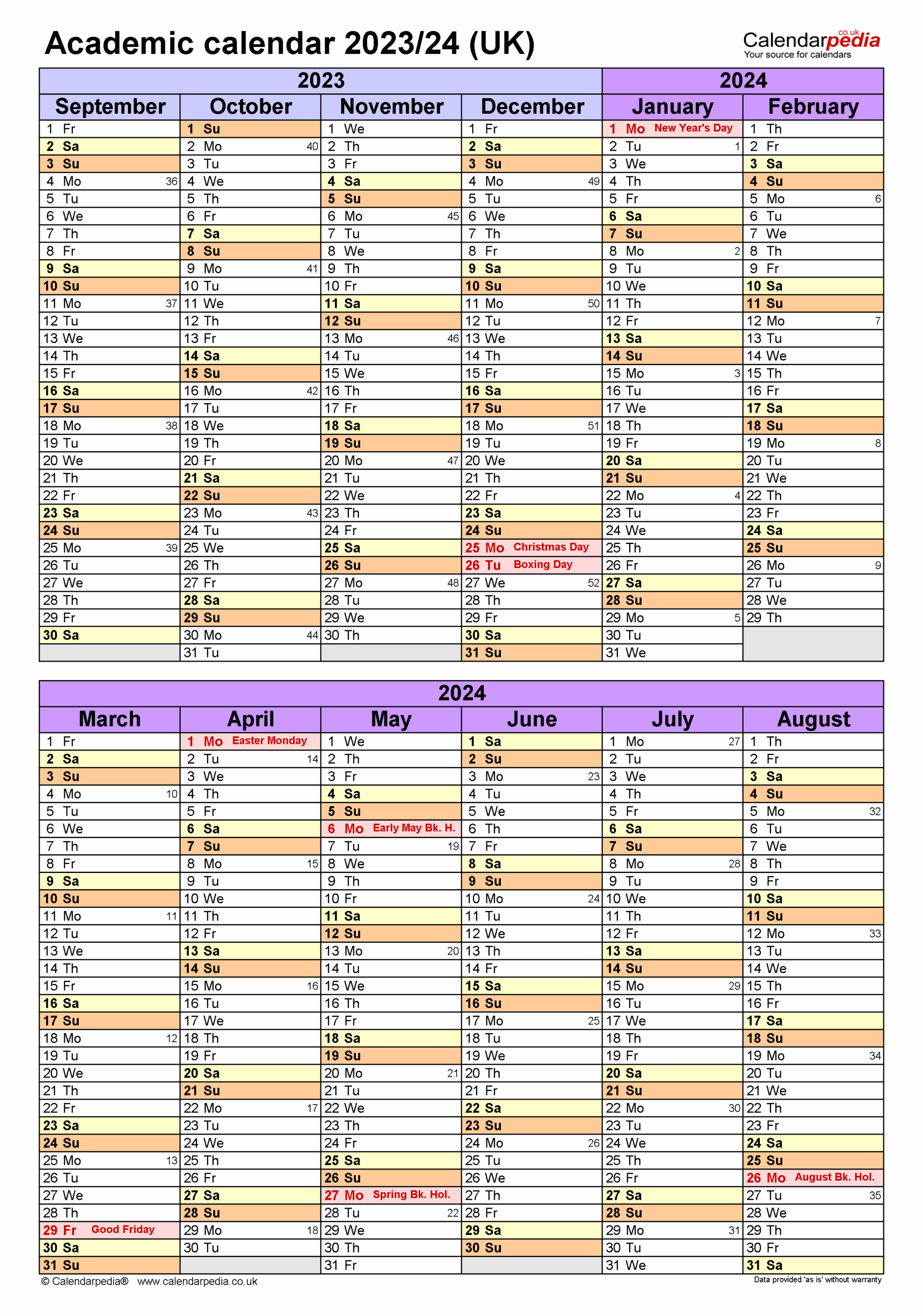 Academic Calendars 2023 24 UK Free Printable PDF Templates