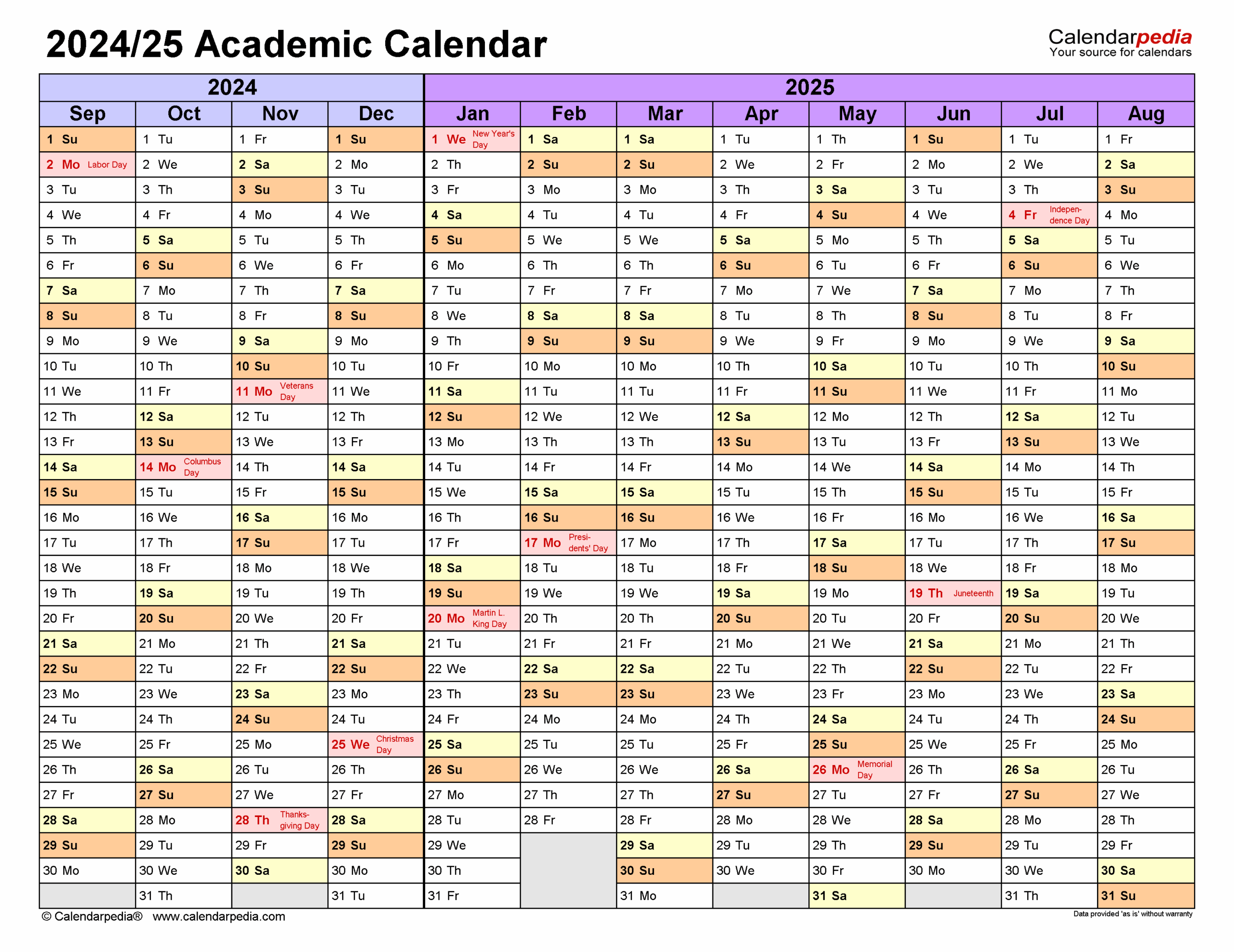 Academic Calendar December 2025