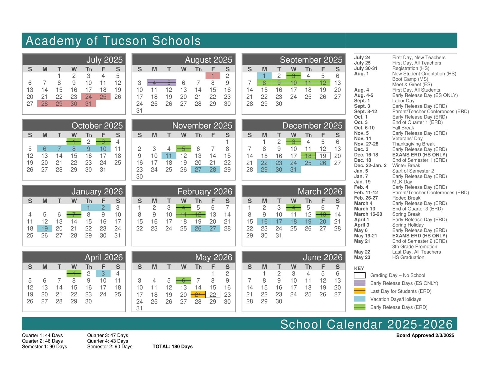Academy Of Tucson Schools 25 26 Calendar 25 26 Revised PDF EduCounty