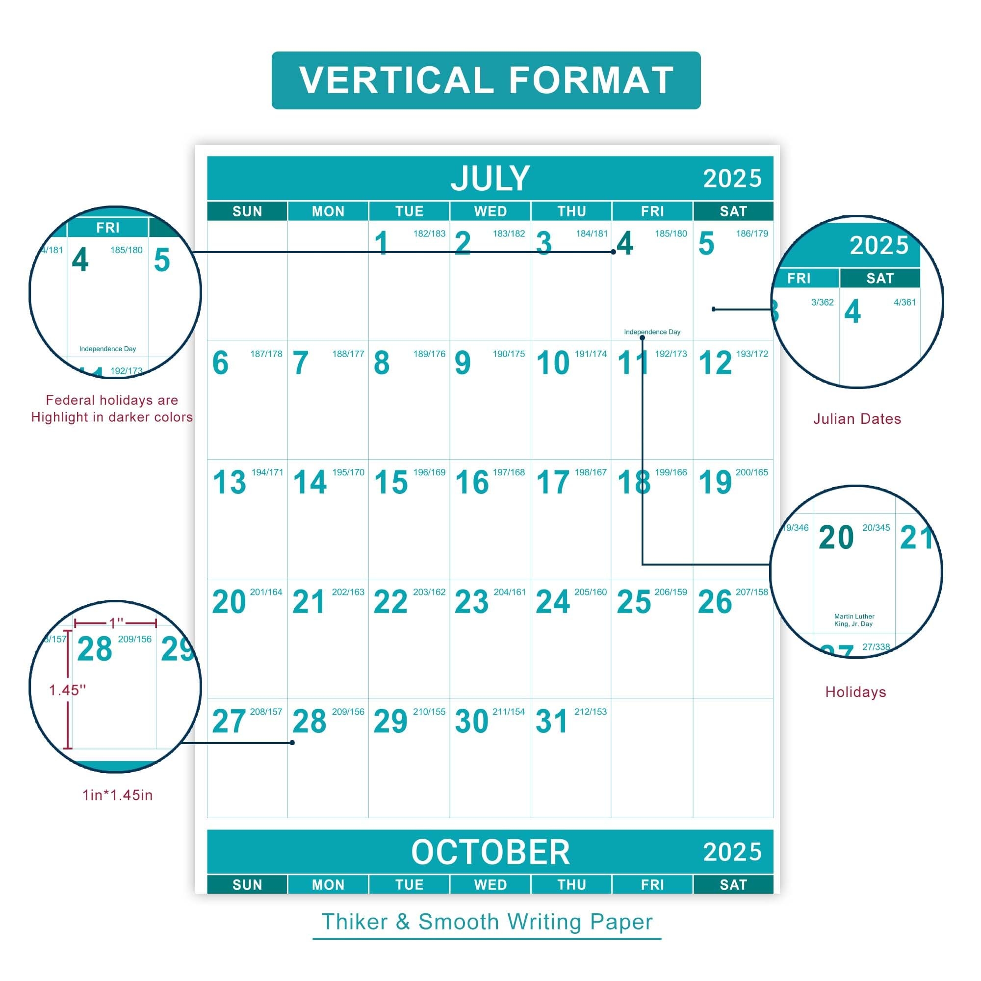 Amazon 2025 2026 Wall Calendar Yearly Wall Calendar 2025 2026 With Julian Date July 2025 June 2026 One Page For Organizing Premium Thick Paper Vertical Gift Pocket 34 8