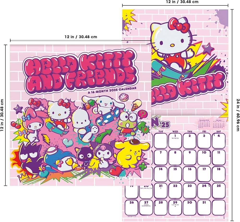 Amazon 2025 Hello Kitty U0026 Friends Wall Calendar 9781438899169 Trends International Books