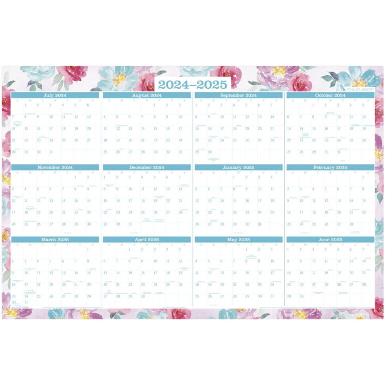 Amazon AT A GLANCE 2024 2025 Erasable Wall Calendar Planner 24