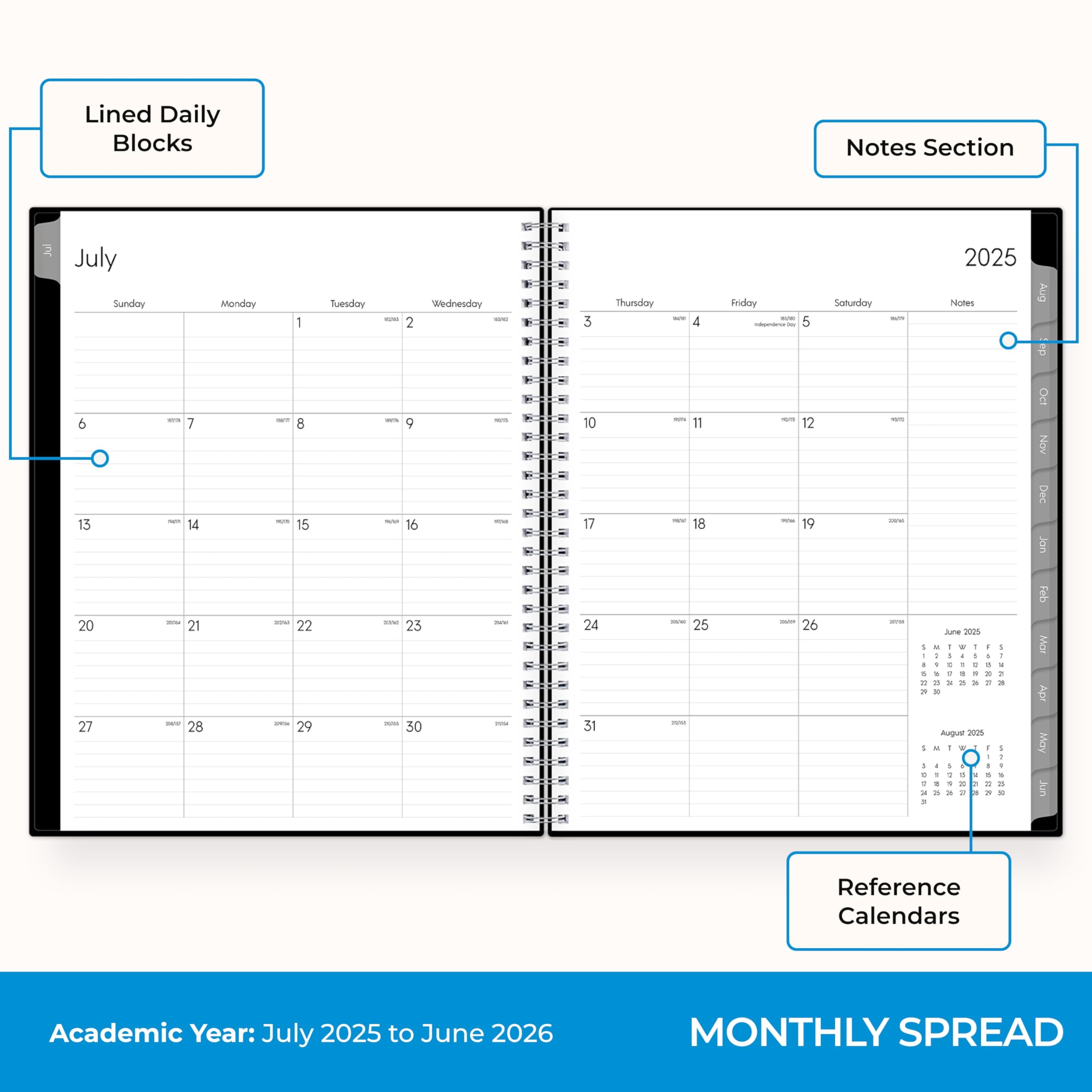 Amazon Blue Sky 2025 2026 Weekly And Monthly Academic Year Planner Calendar July June 8 5