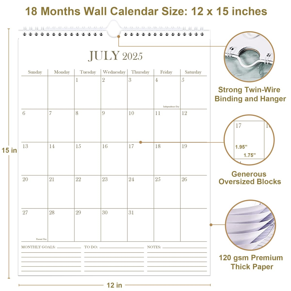 Amazon Calendar 2025 2026 18 Months Wall Calendar From July 2025 To December 2026 Vertical Calendar With Thick Paper 12