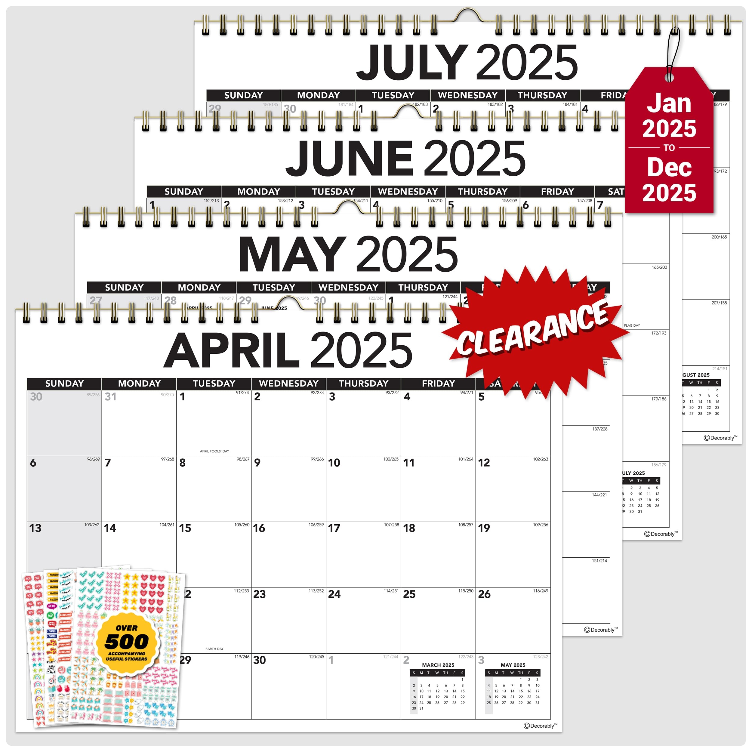 Amazon Decorably 12 Months Black And White 2025 Calendar 