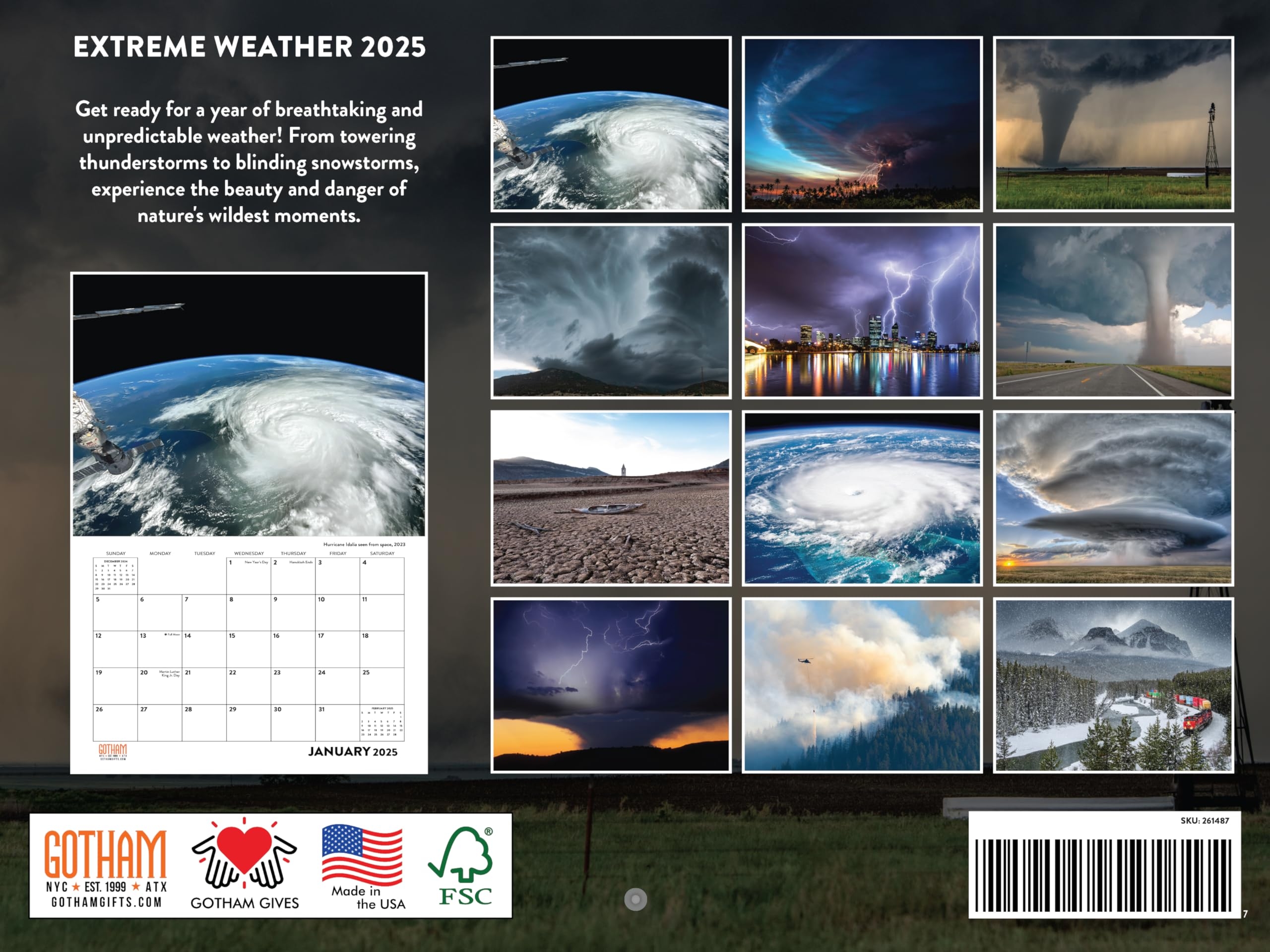 Amazon Extreme Weather Calendar 2025 Tornado Storms Monthly Wall Calender 12 Month American Made In The USA Office Products