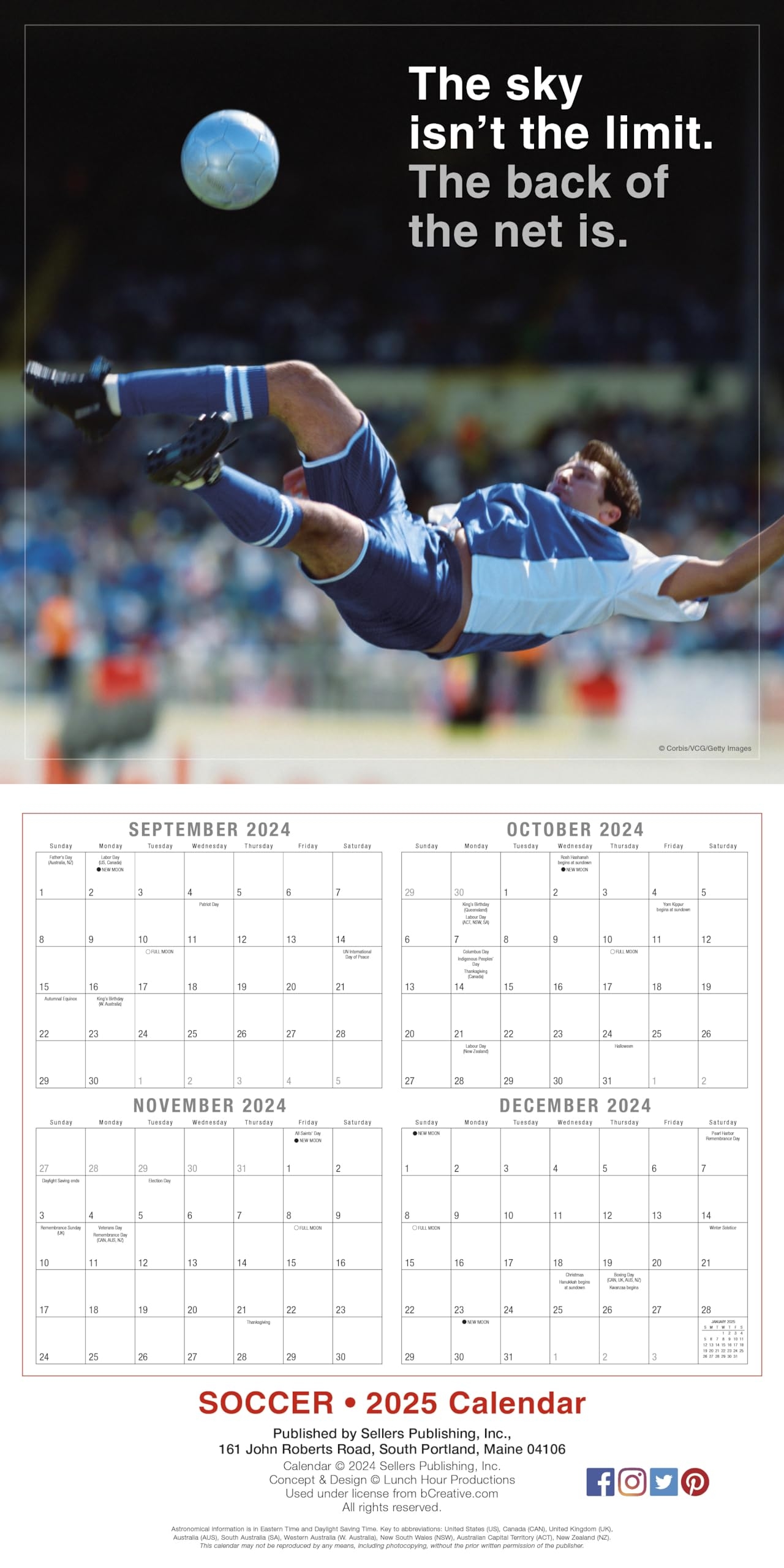 Amazon Soccer 2025 Wall Calendar 16 Months Sports Calendar 12