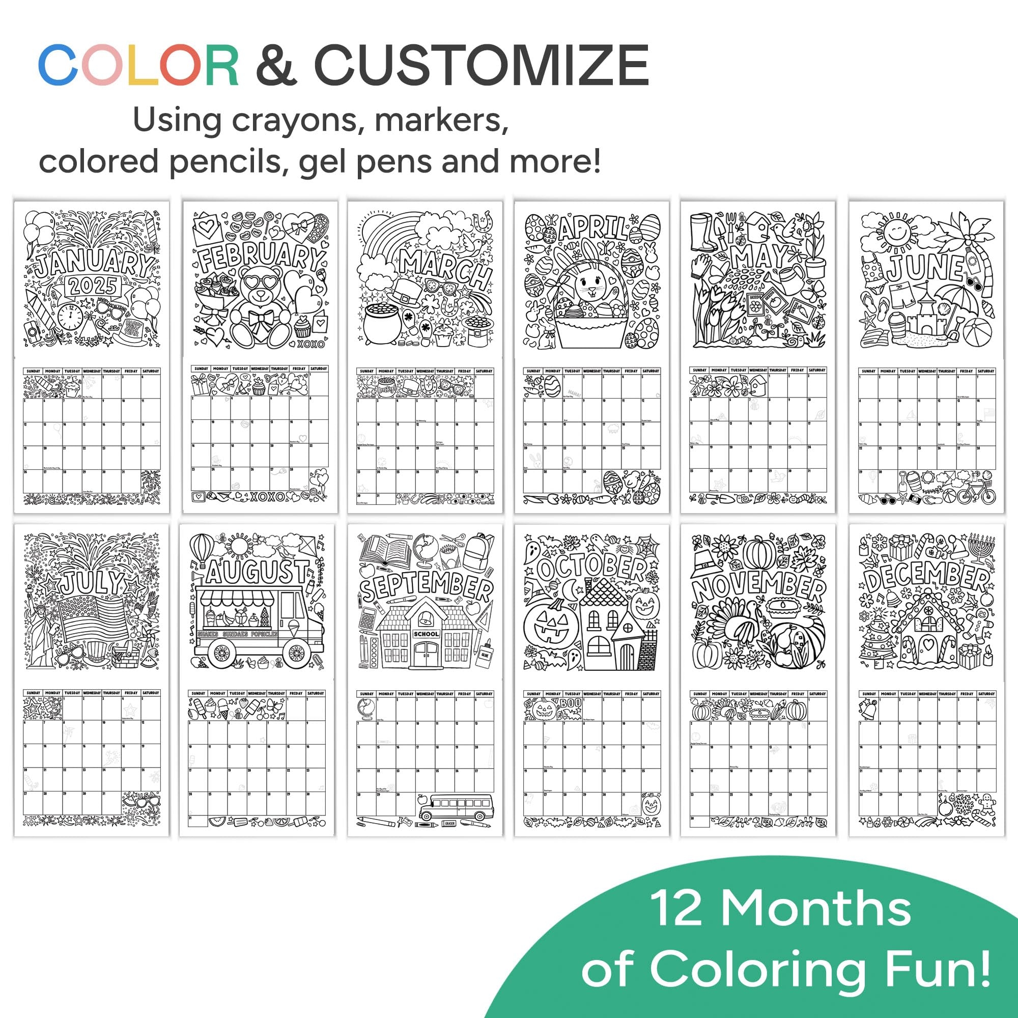 Amazon Tiny Expressions Kids Coloring Calendar 2025 12 