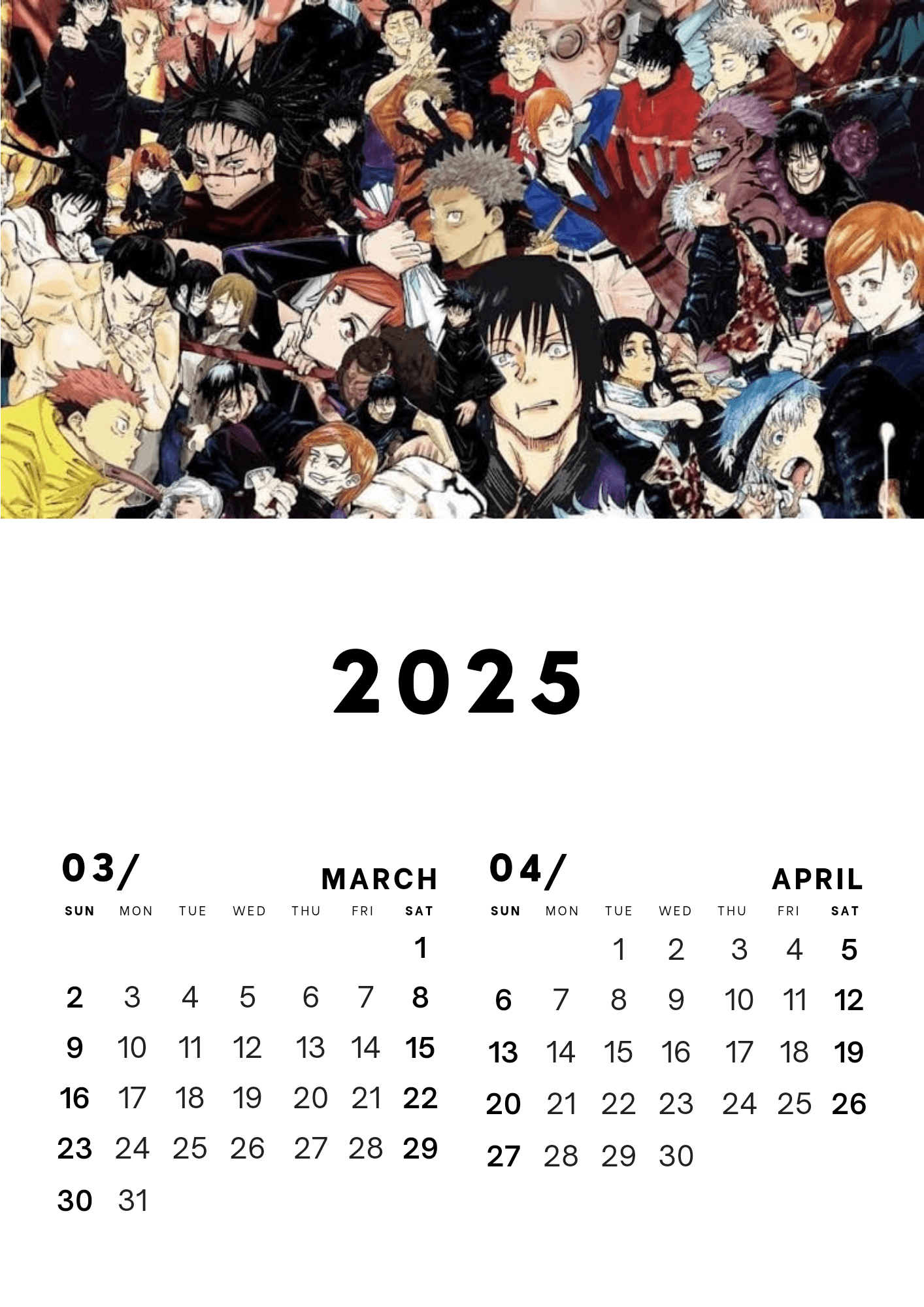 October 2025 Calendar Anime