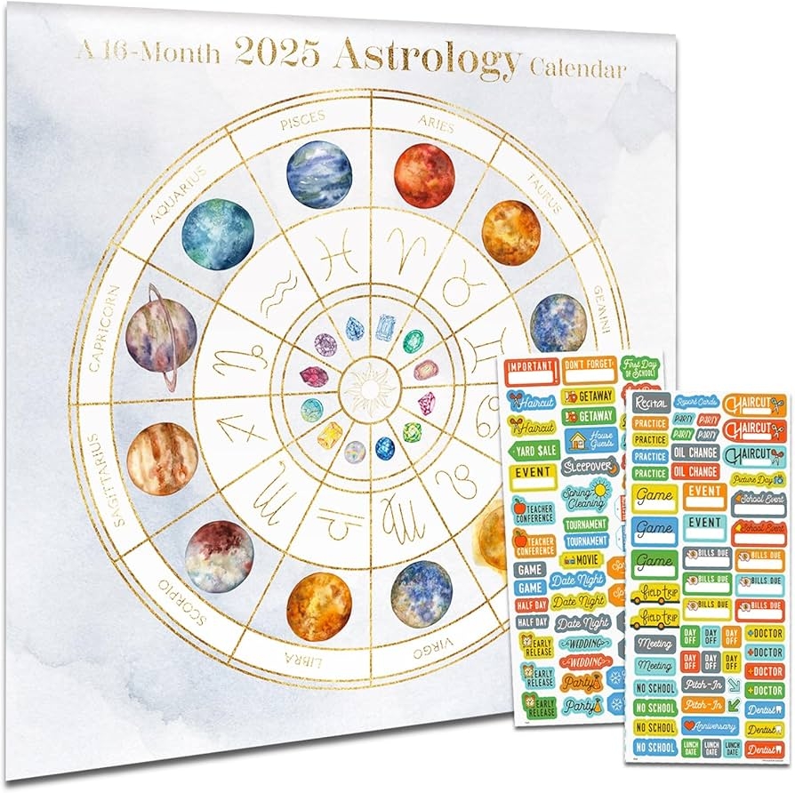 Astrology Calendar 2025 Deluxe 2025 Astrology Wall Calendar Bundle With Over 100 Calendar Stickers Horoscope Gifts Office Supplies Wall Calendars Amazon au