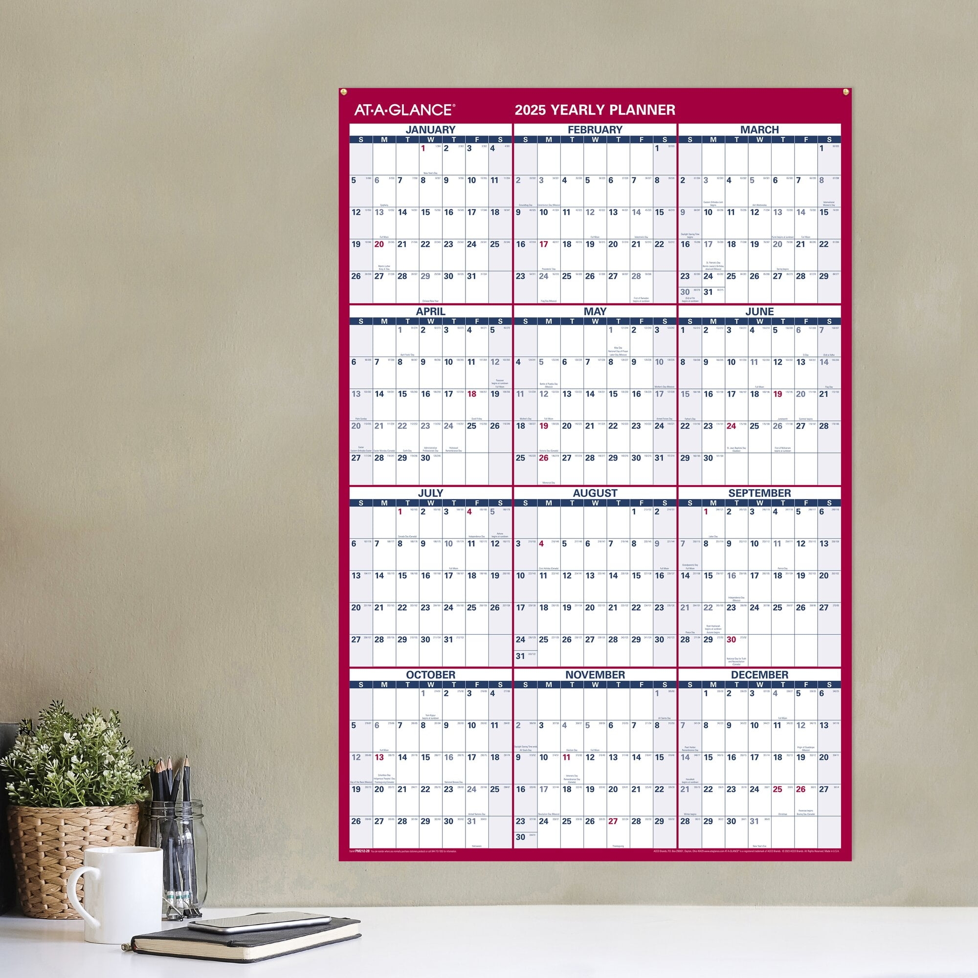 At A Glance Wall Calendar Starting In July 2025
