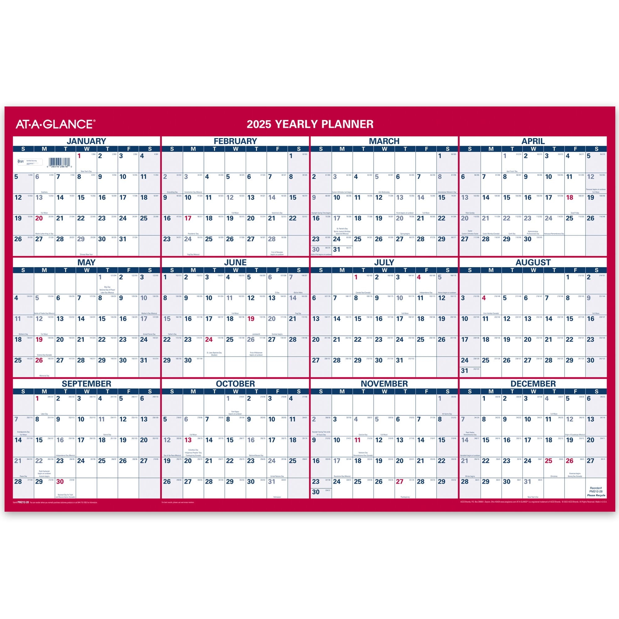 AT A GLANCE 2025 Vertical Horizontal Reversible Yearly Wall Calendar Large 24 X Walmart