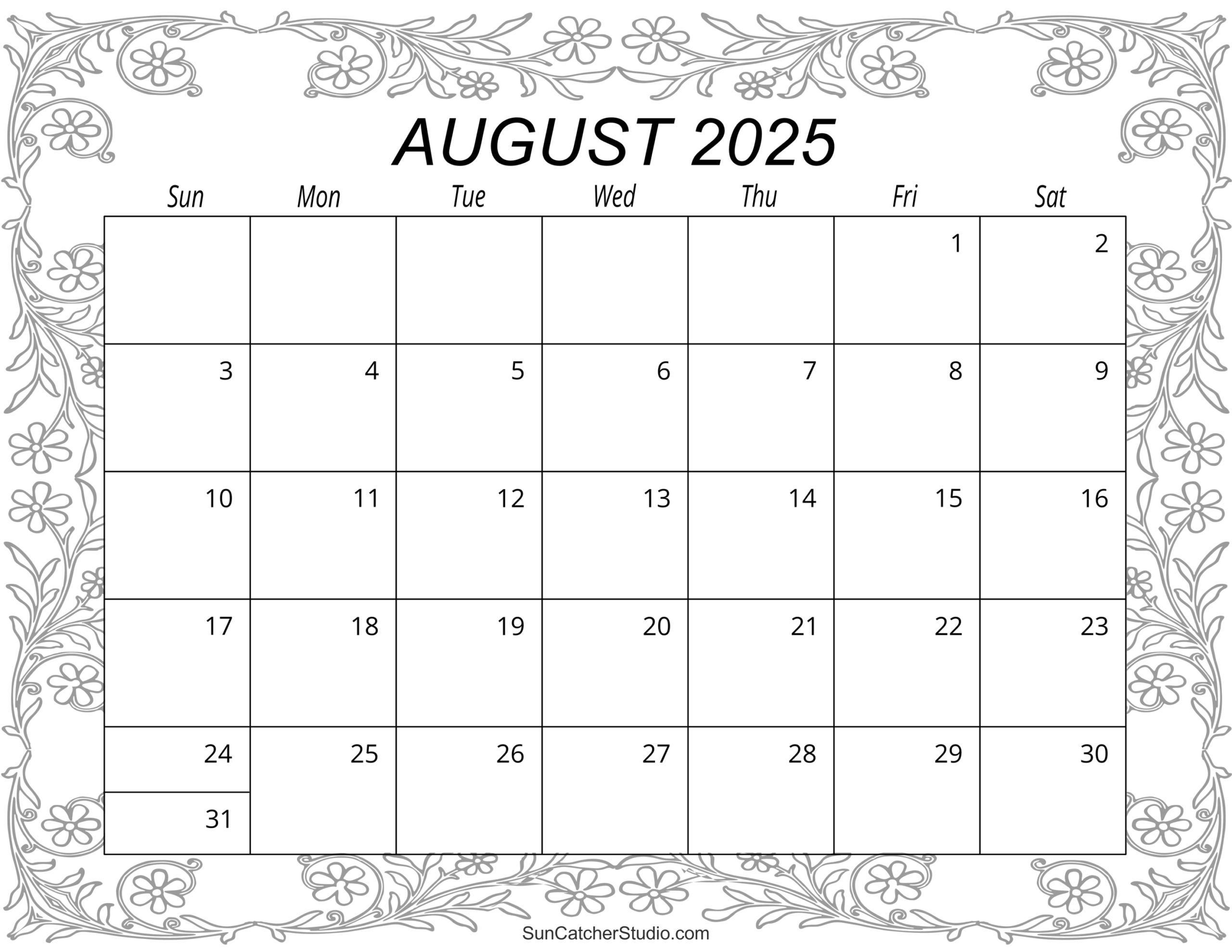August 2025 Calendar Pdf Printable Free