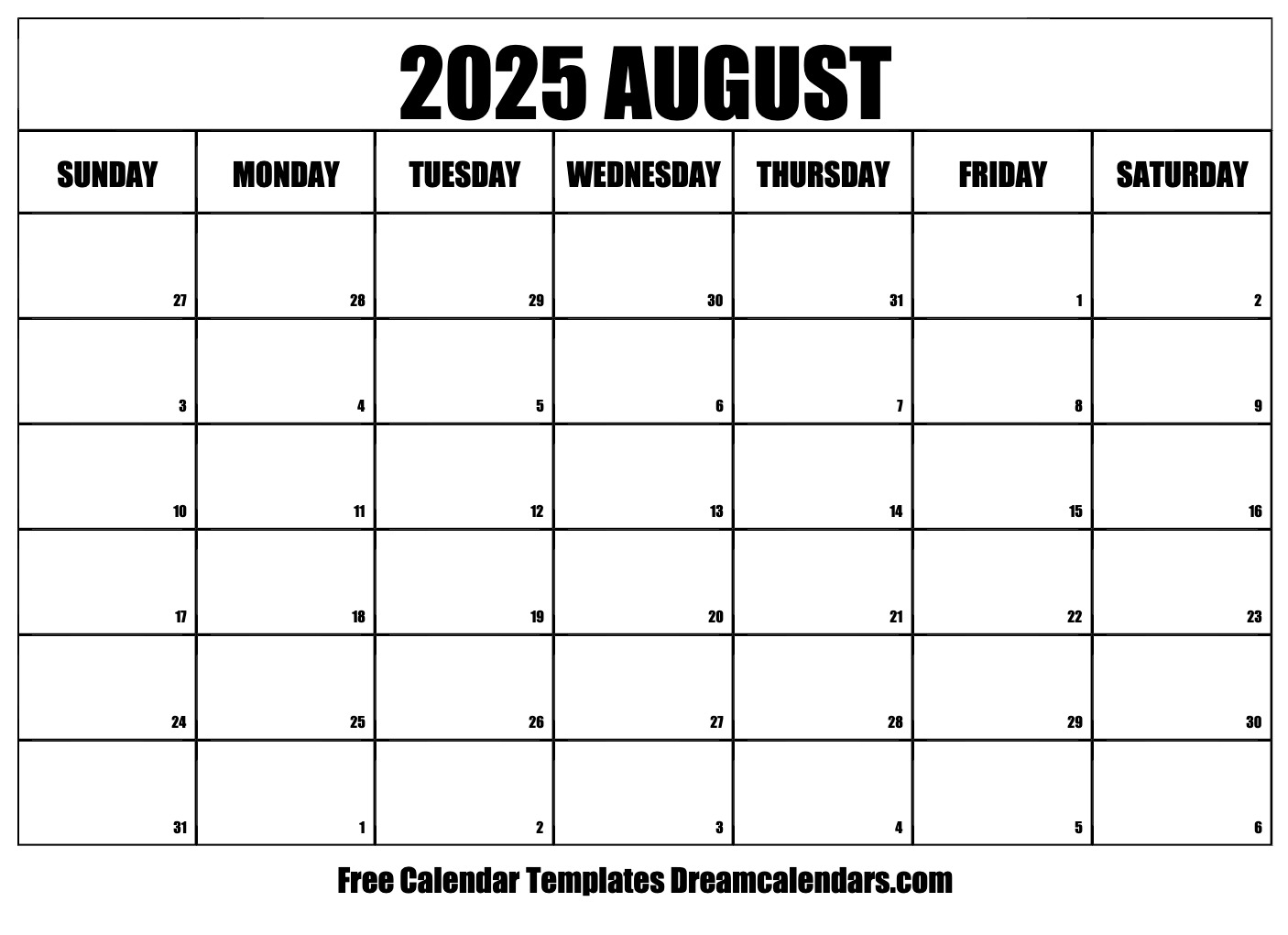 August 2025 Calendar Free Printable With Holidays And Observances