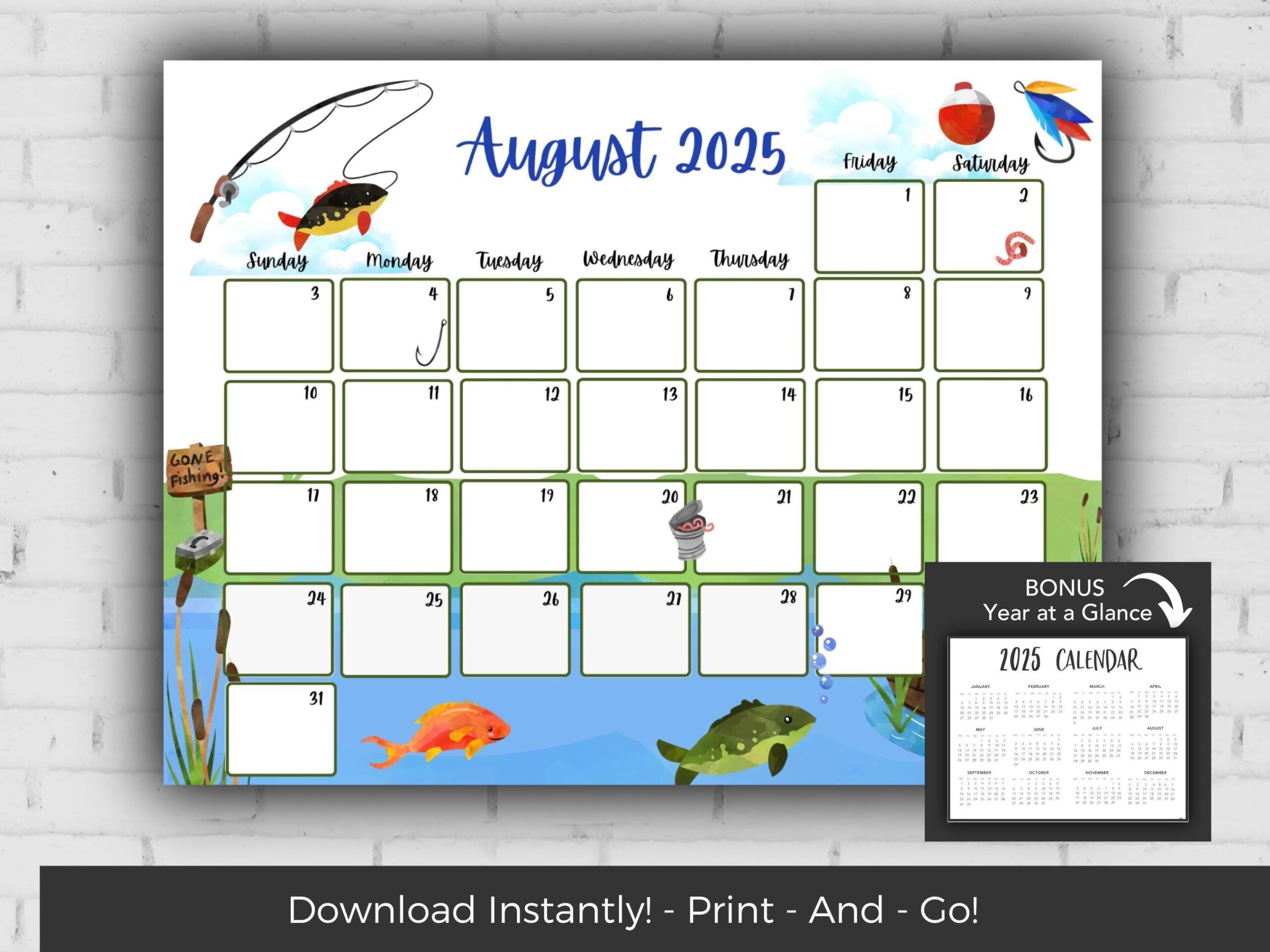 August 2025 Calendar Kids Calendar Printable Calendar 2025 