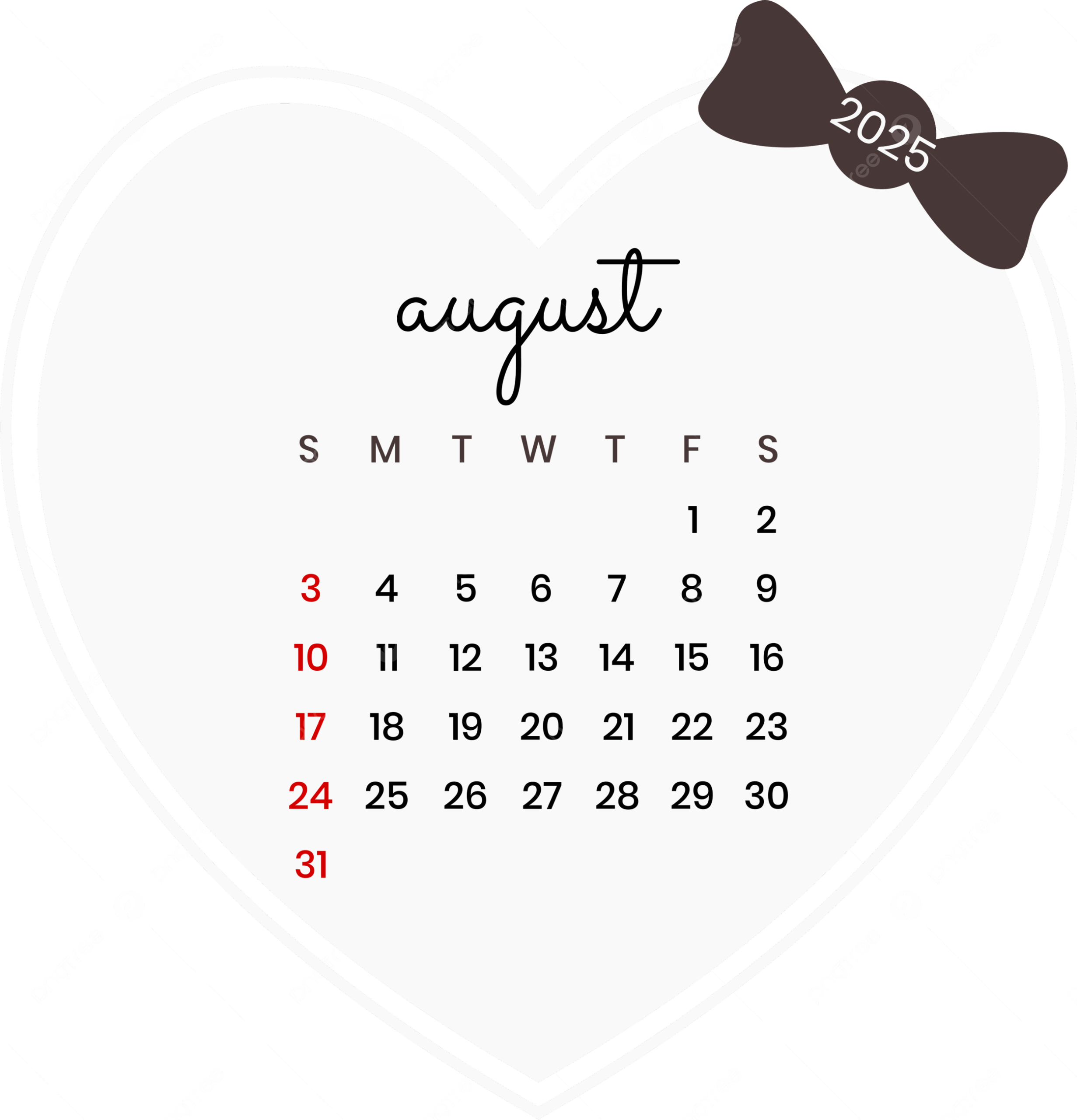 August 2025 Calendar Png