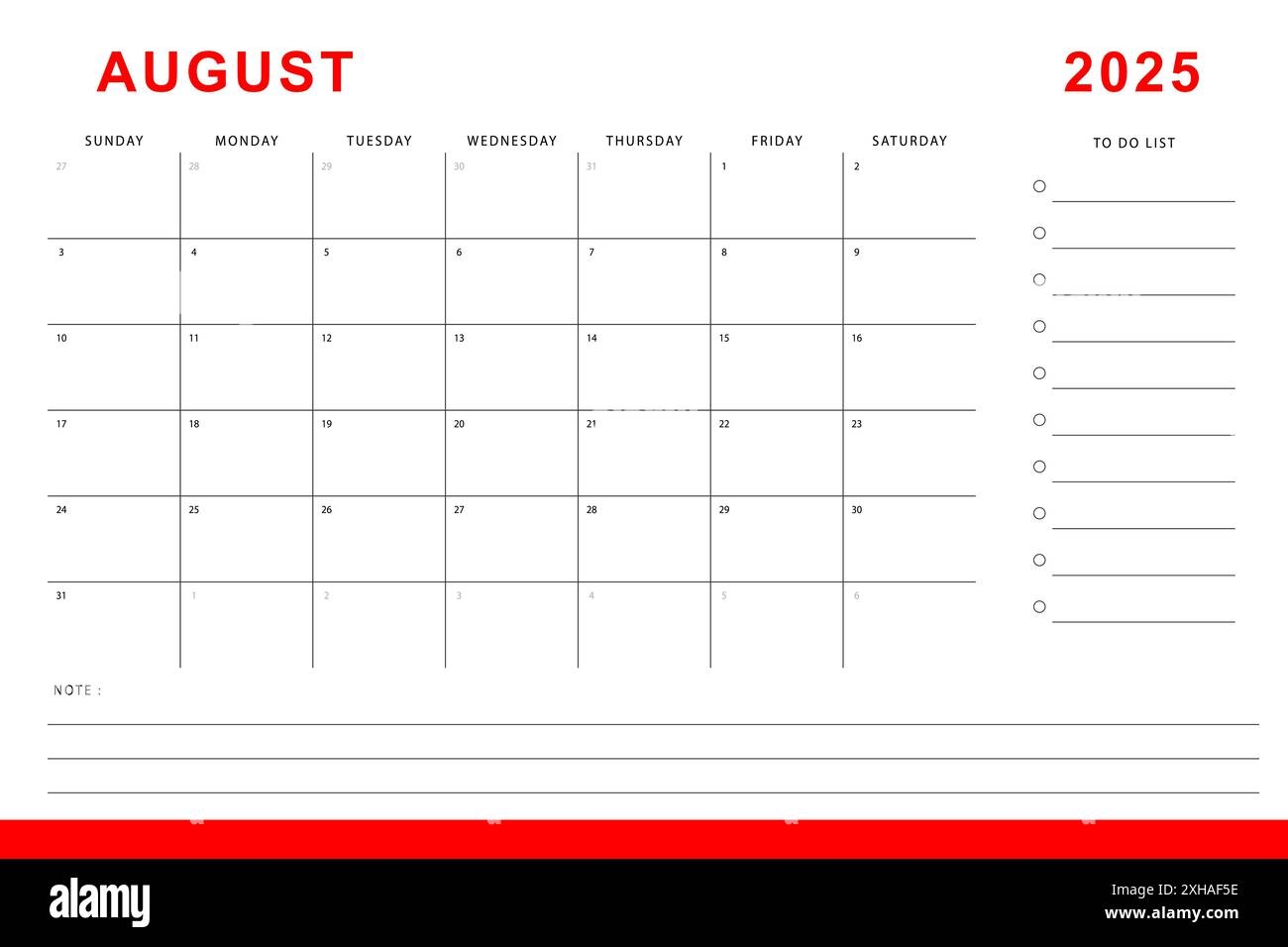 August 2025 Daily Calendar