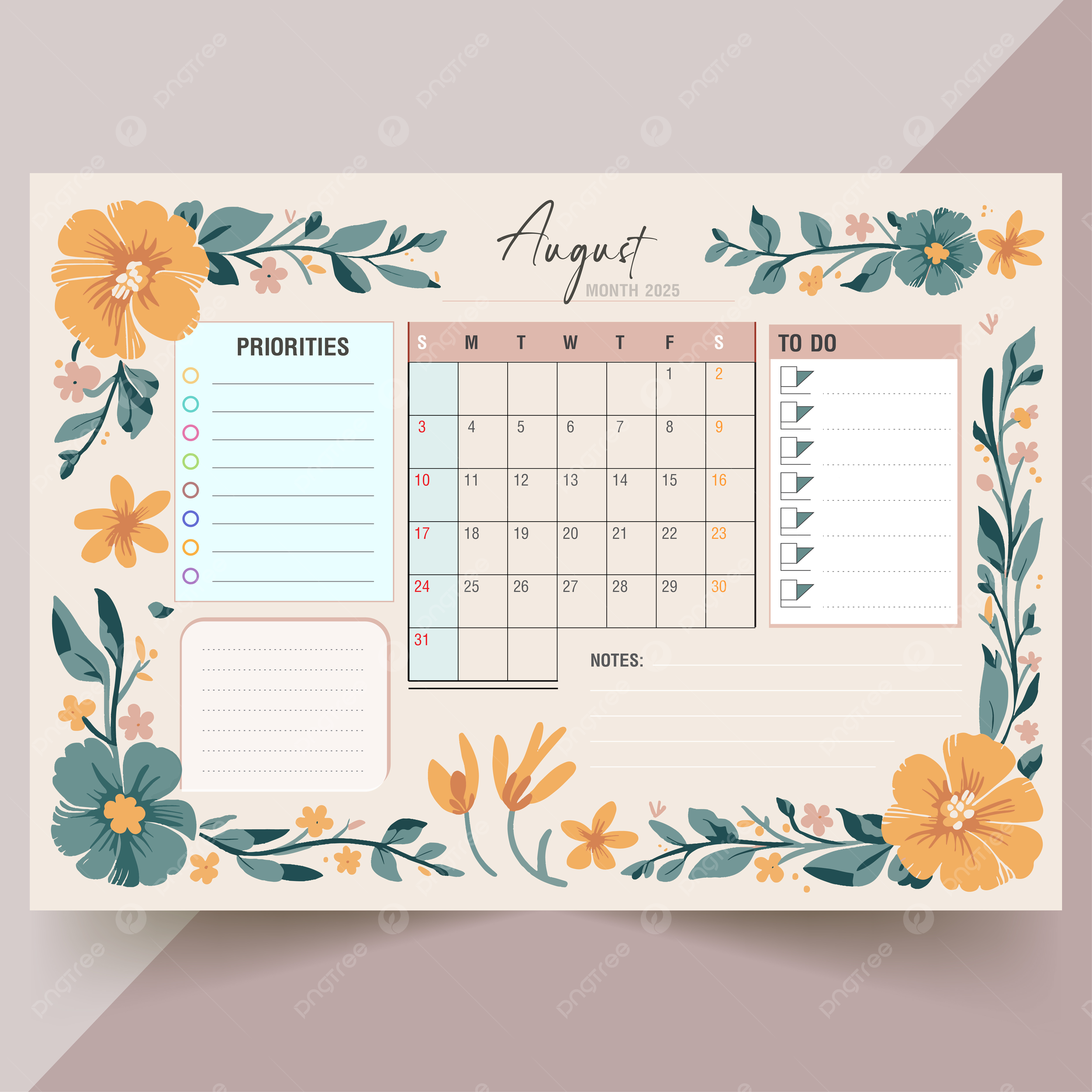 August 2025 Calendar PNG Transparent Images Free Download Vector Files Pngtree