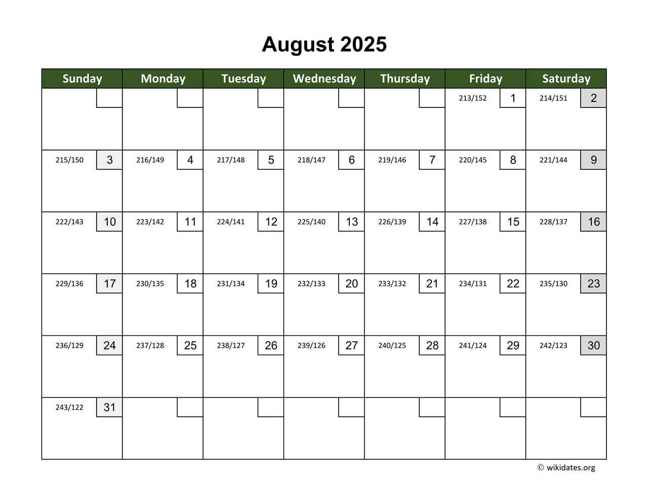 August 2025 Calendar Events