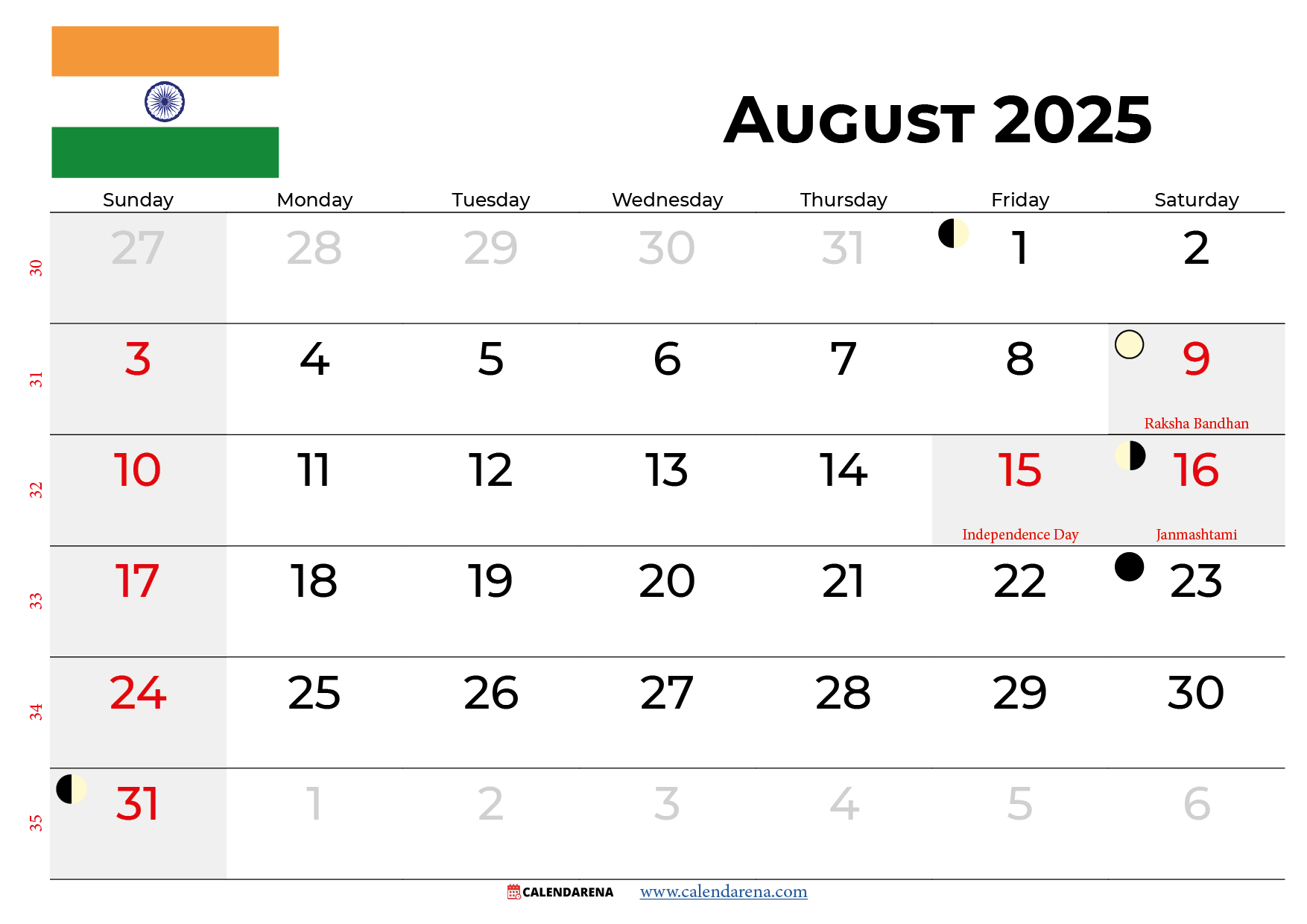 August 2025 Calenda