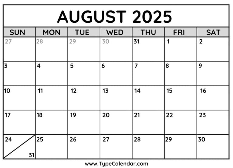August 2025 Calendars Free Printable Templates