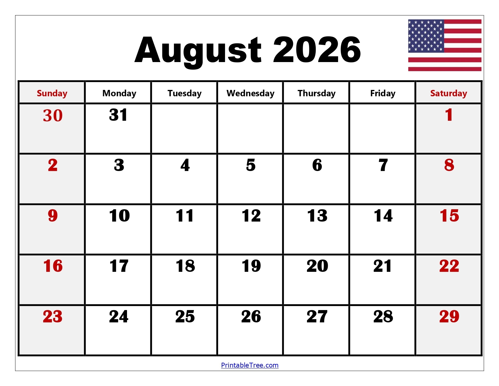 August 2025-August 2026 Calendar
