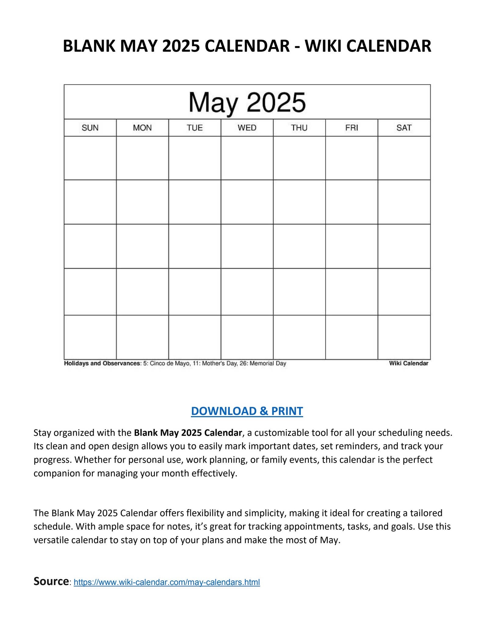Wiki Calendar July 2025