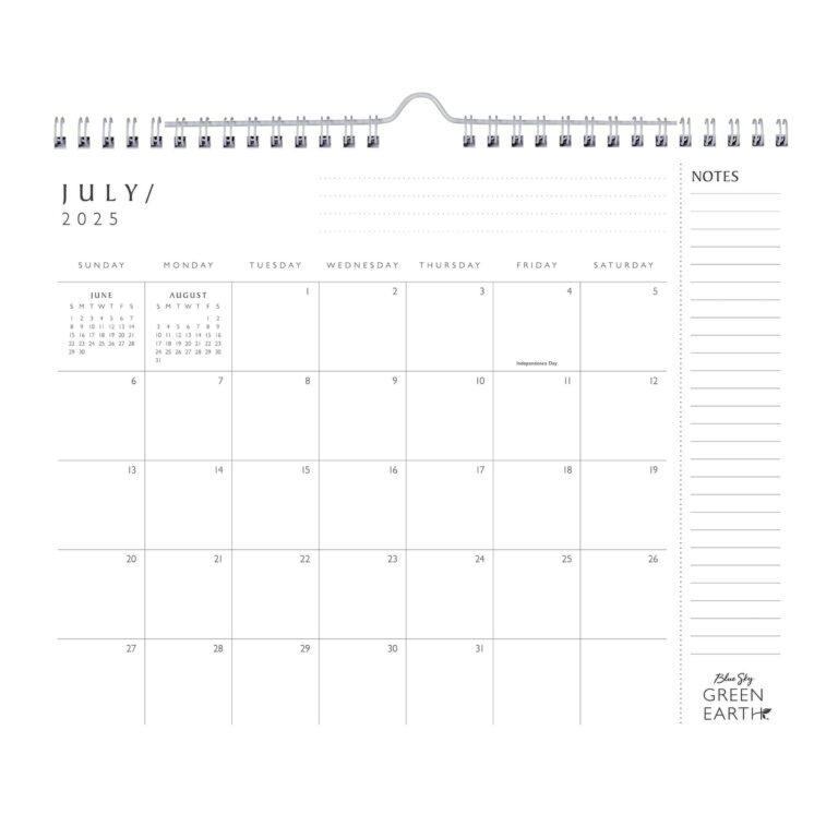 Blue Sky Green Earth 2025 2026 Monthly Academic Year Wall Calendar July 2025 June 2026 11